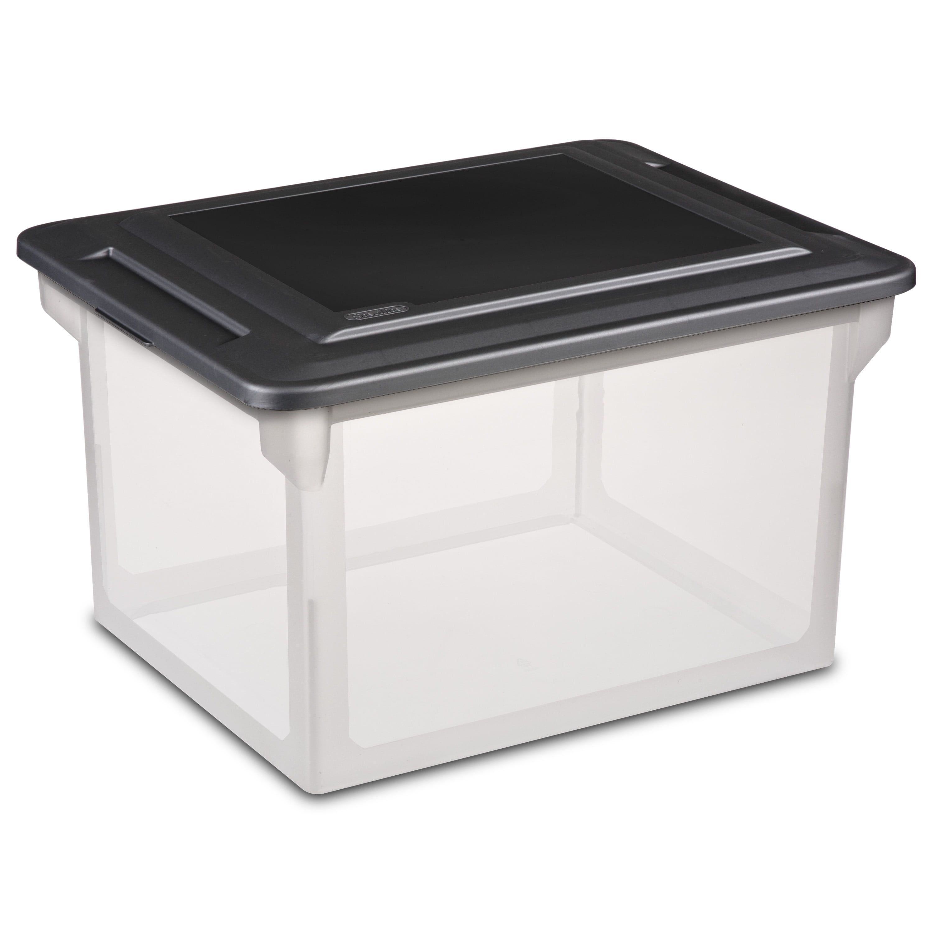 Clear and Black Plastic Letter-Size File Storage Box