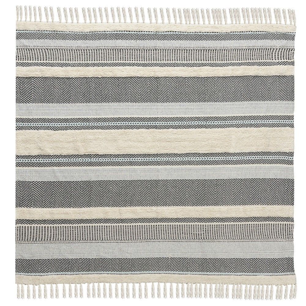 Organic Cotton Herringbone Striped Throw Blanket, 50" x 60", Multi