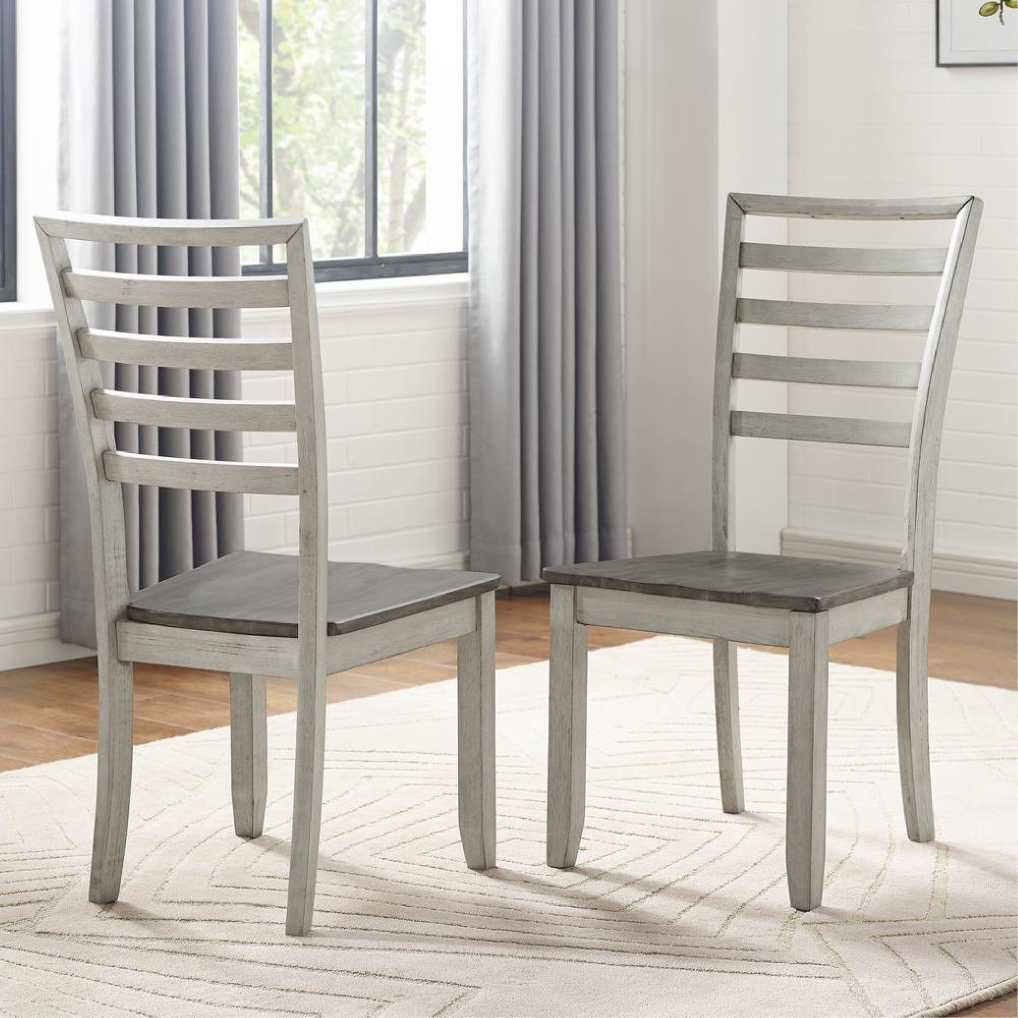 Smoky Honey Gray Ladderback Wood Side Chair Set