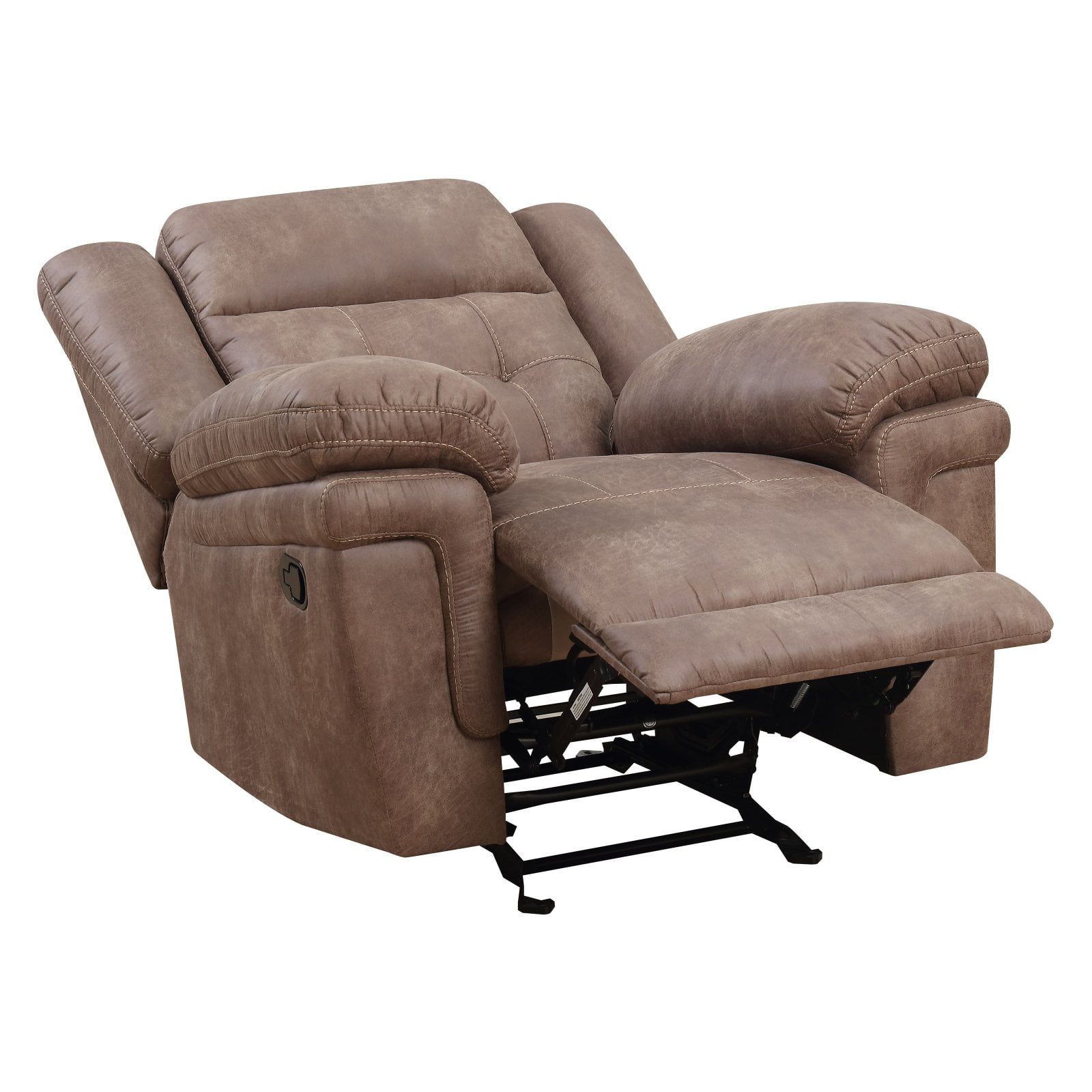 Cocoa Leather Transitional Glider Recliner with Memory Foam