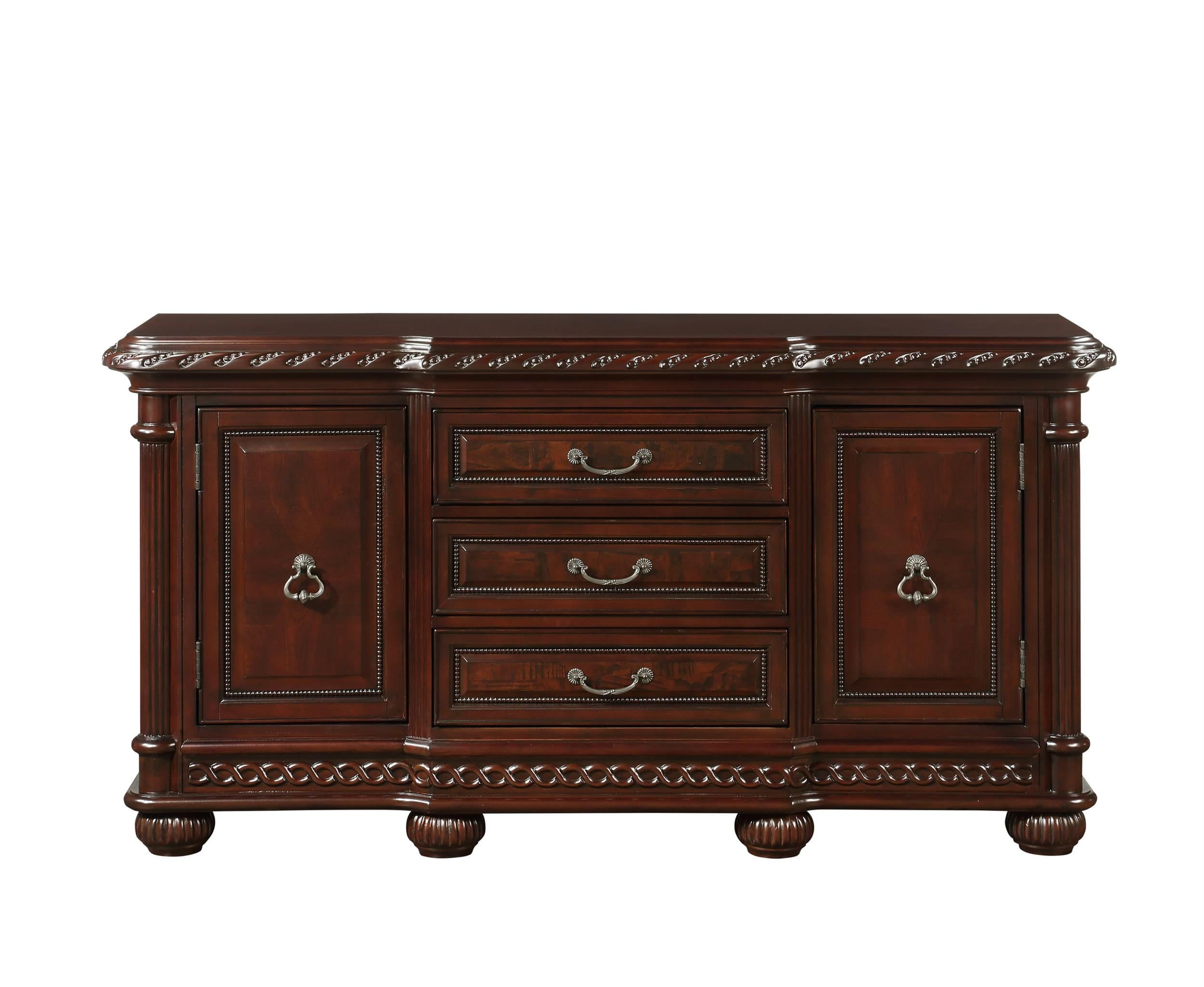 Antoinette Traditional Brown Cherry Mahogany Buffet with 3 Drawers