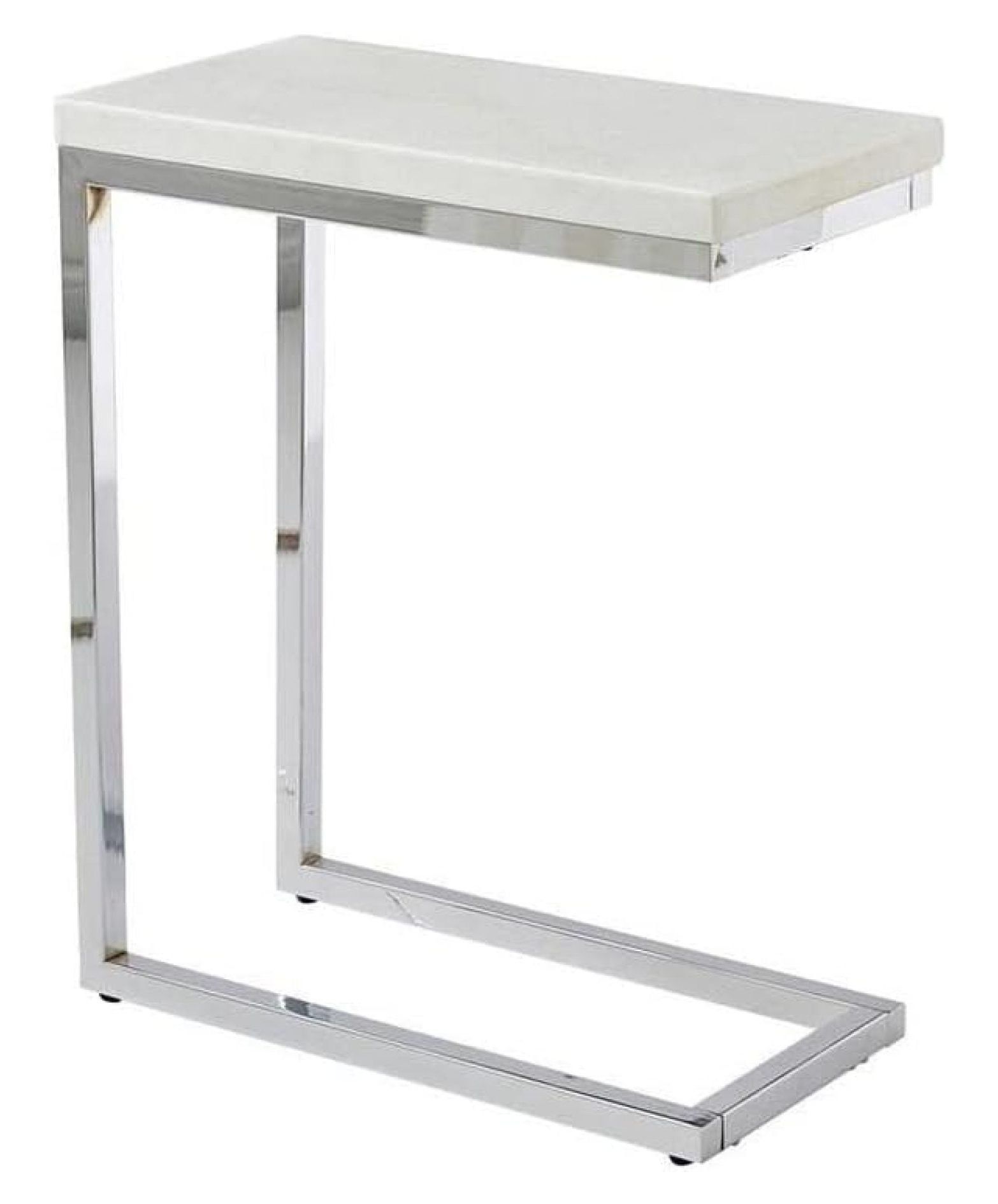 Echo White Marble and Chrome Rectangular Chairside Table