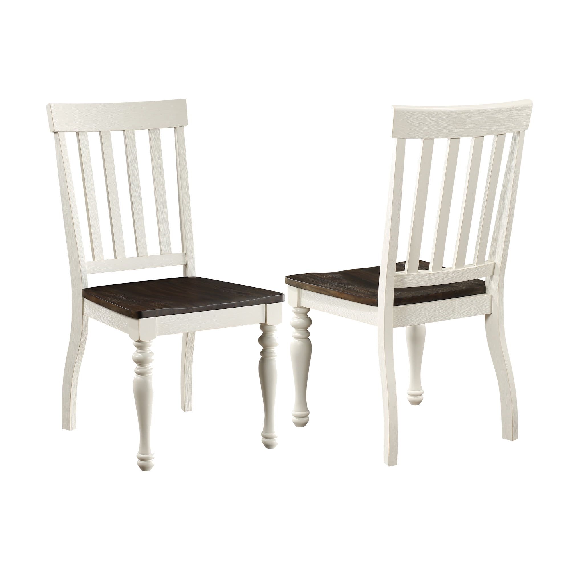 White and Mocha High Back Wood Side Chair Set