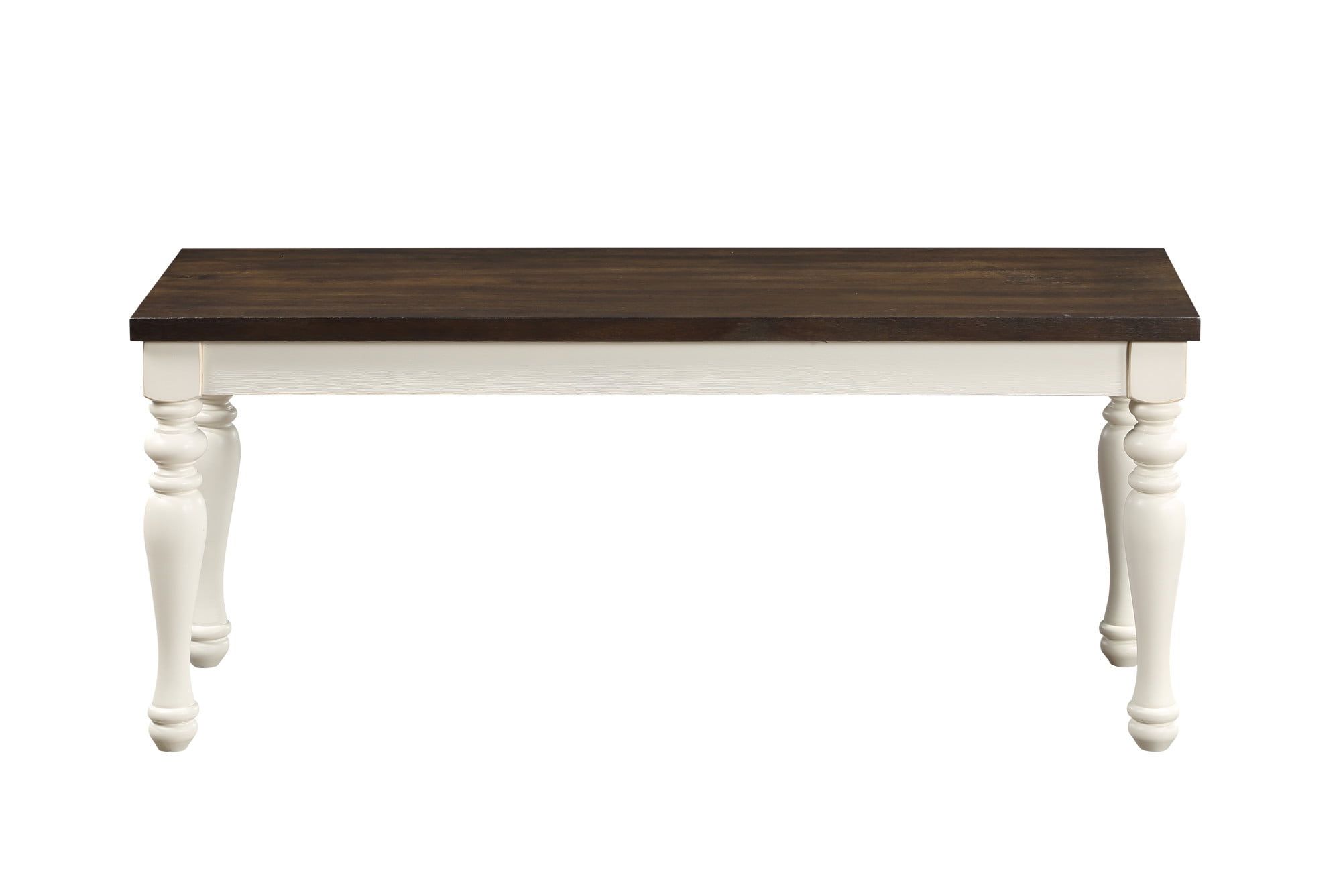 Ivory and Mocha Two-Tone Farmhouse Dining Bench