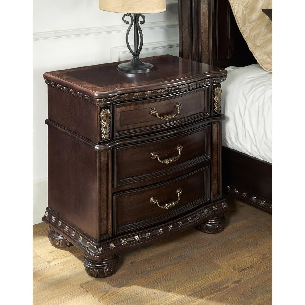 Monte Carlo 29" Cocoa Brown 3-Drawer Wood Nightstand