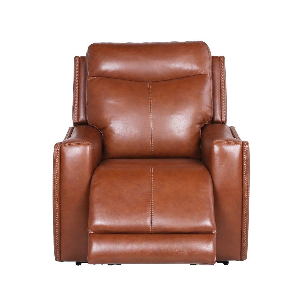 Natalia Contemporary Caramel Leather Power Recliner with USB Port