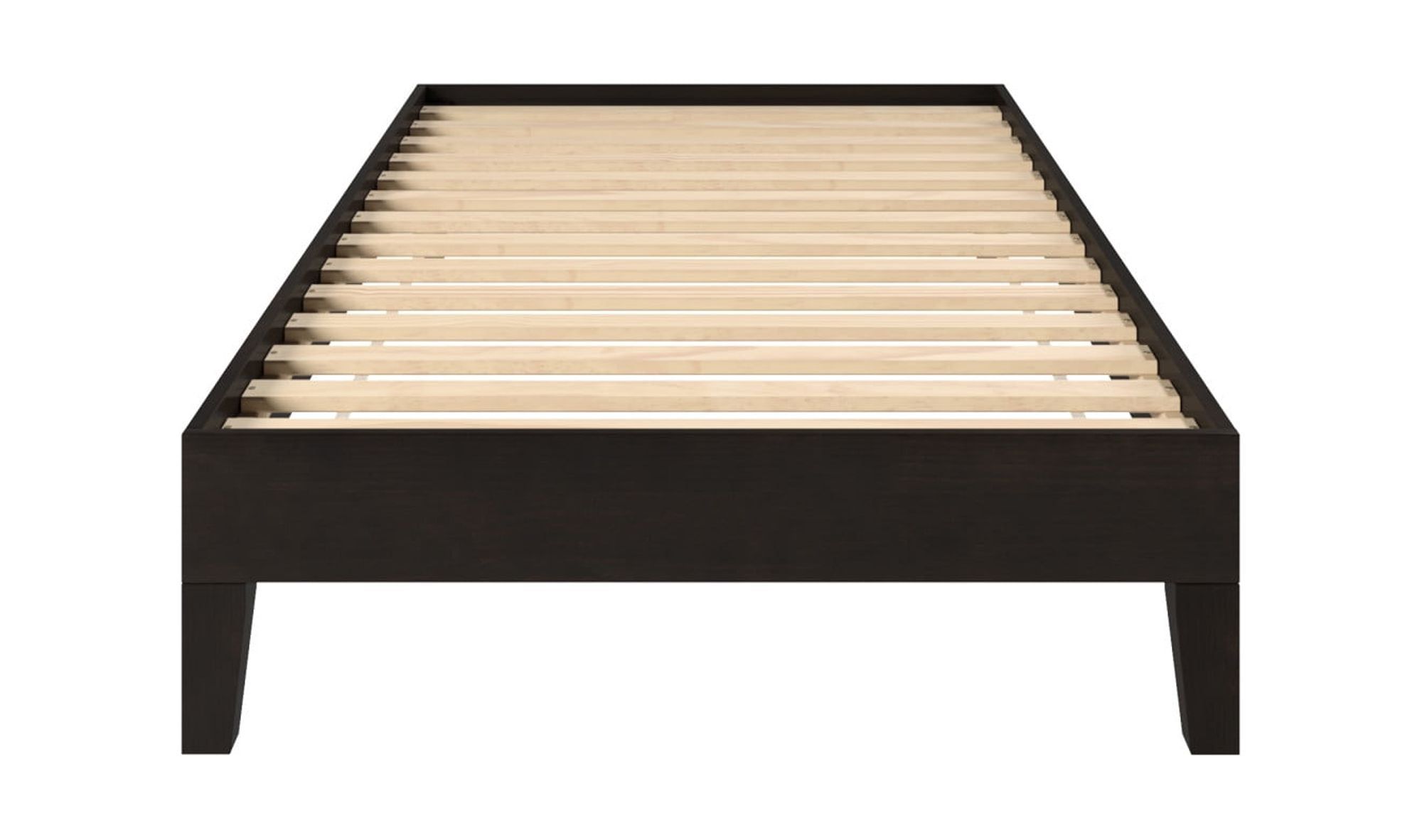 Black Pine Twin Platform Bed with Slats and Drawer