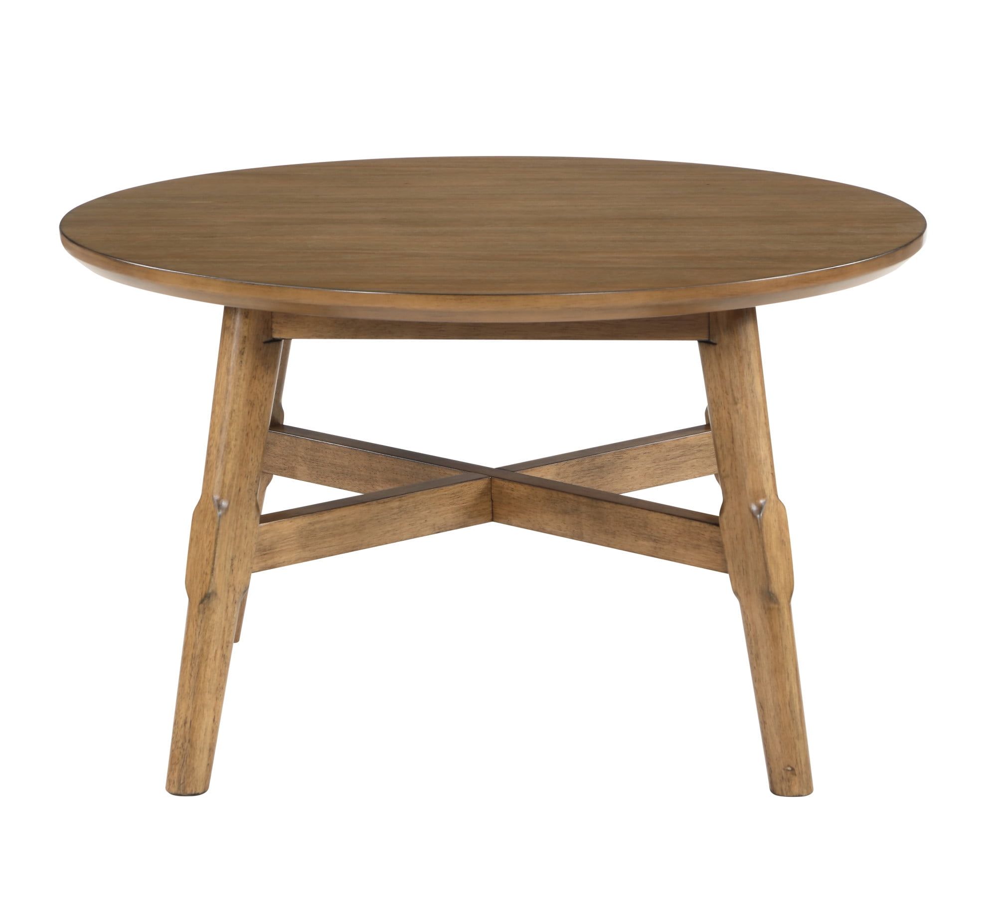 Oslo Round Pecan Brown Wood Coffee Table