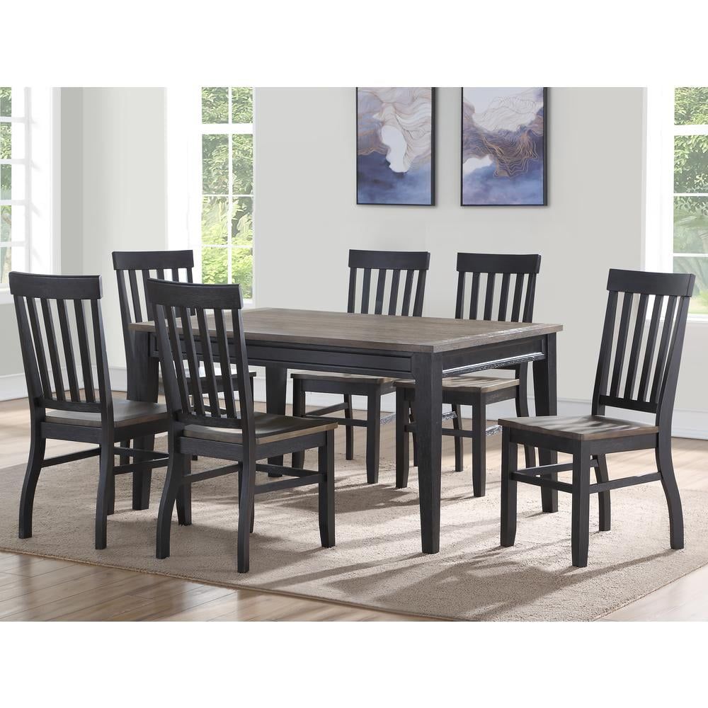 Raven Two-Tone Ebony and Driftwood 7-Piece Dining Set