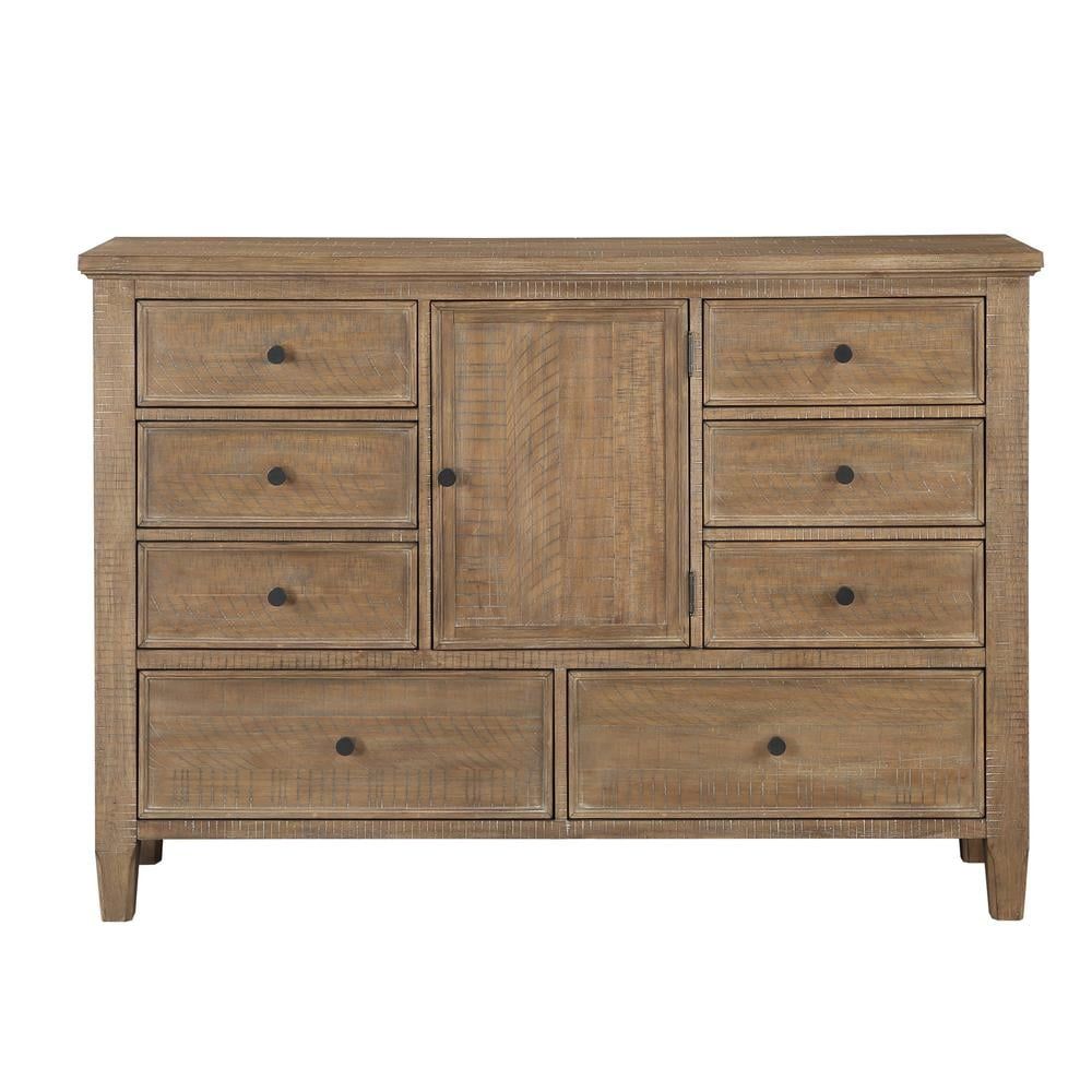 Rustic Brown Pine Dresser with Felt-Lined Drawers