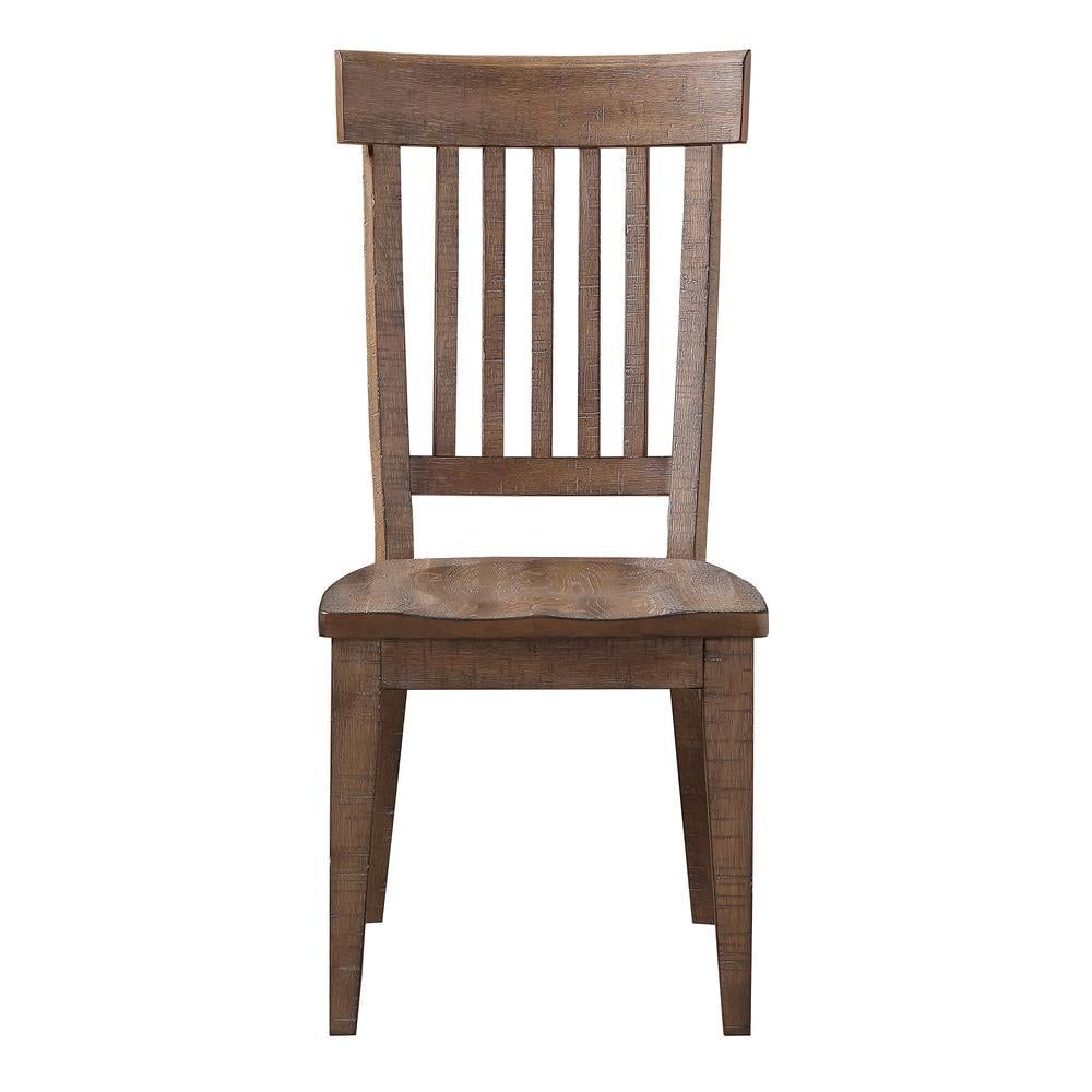 Rustic Brown High Wood Slat Back Side Chair