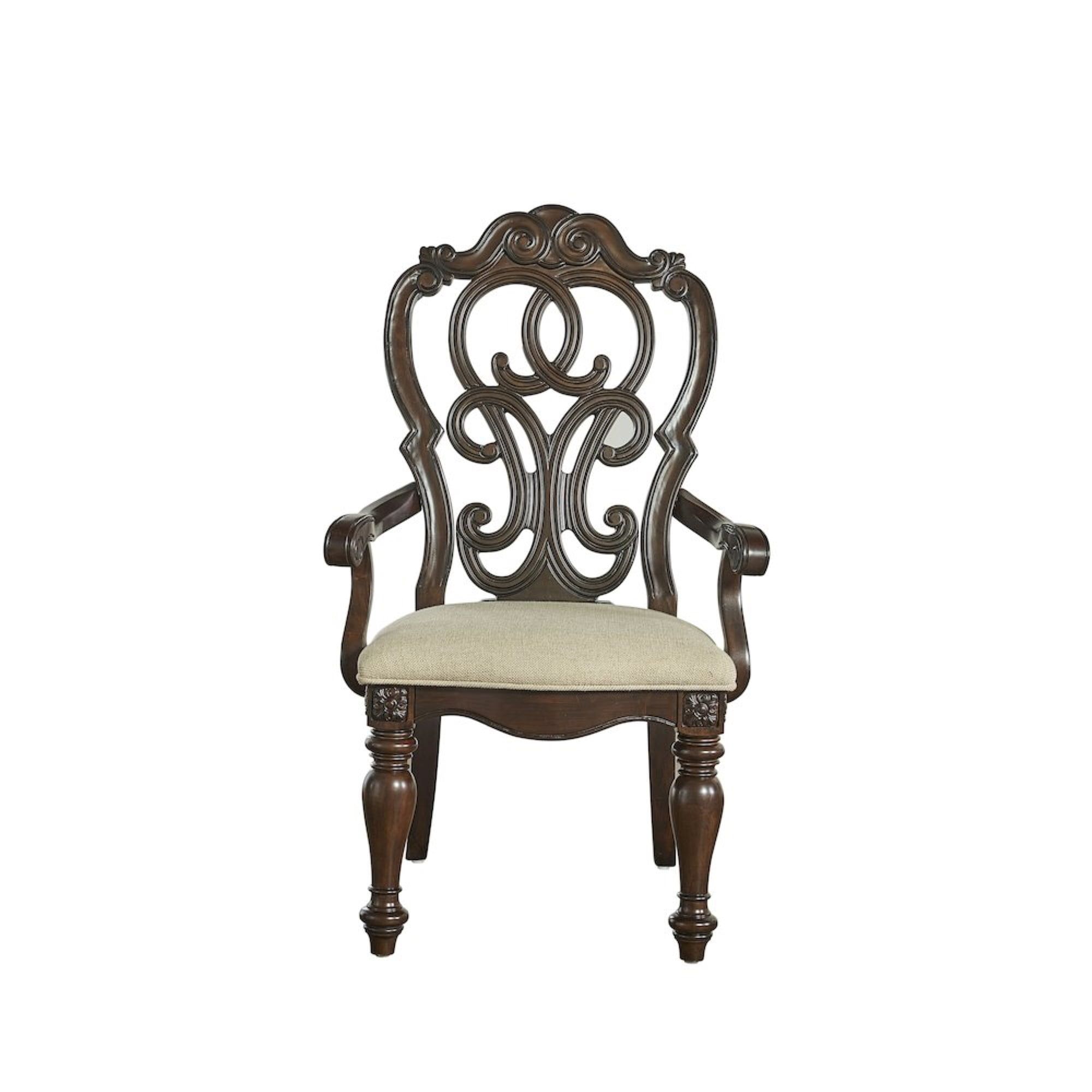 Traditional Warm Brown Pecan Wood Accent Chair