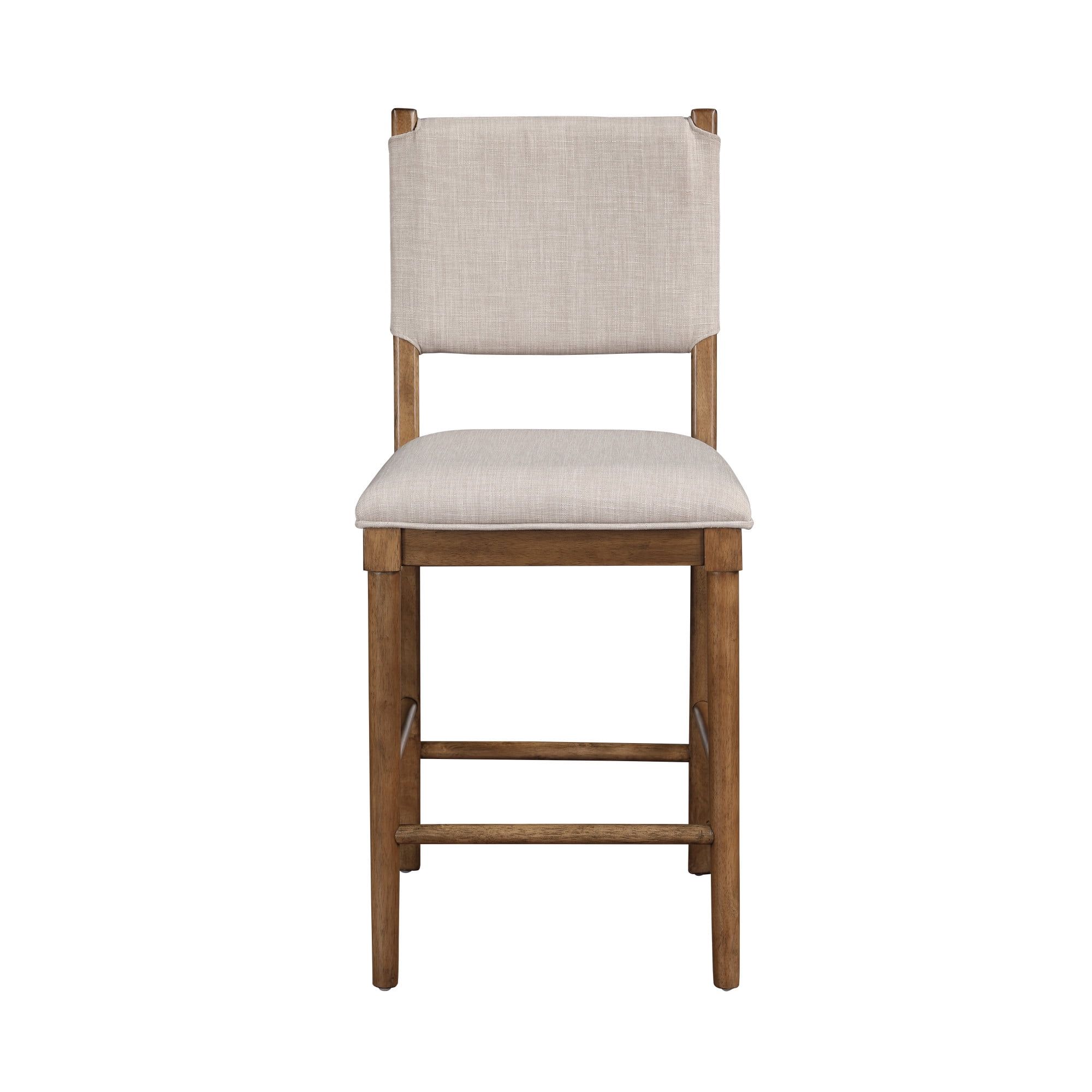 Oslo Light Brown Wood and Linen Counter Chair Set