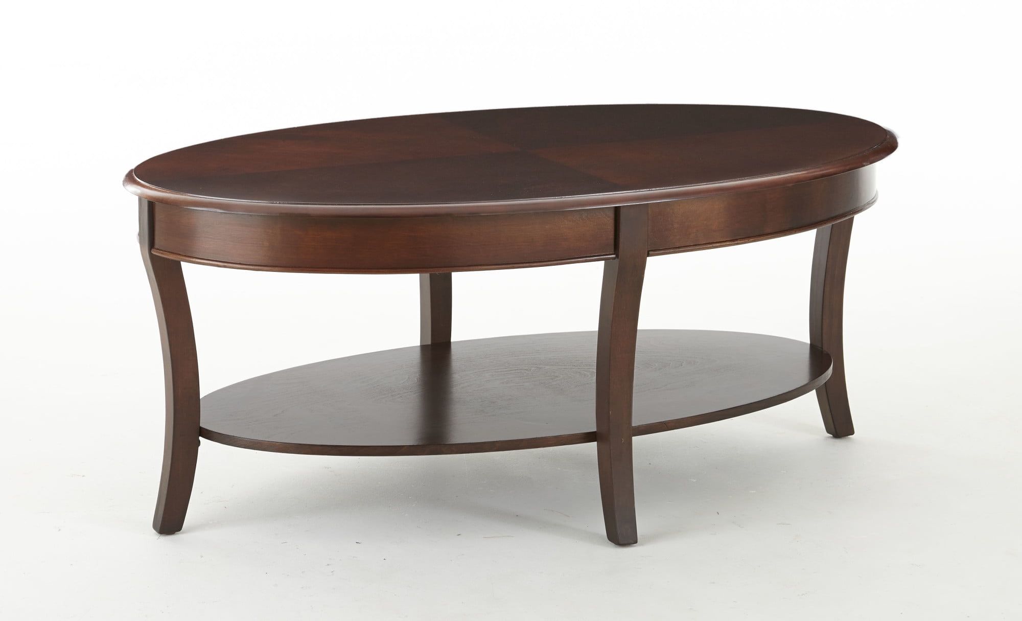 Troy 48" Brown Wood Oval Coffee Table with Shelf