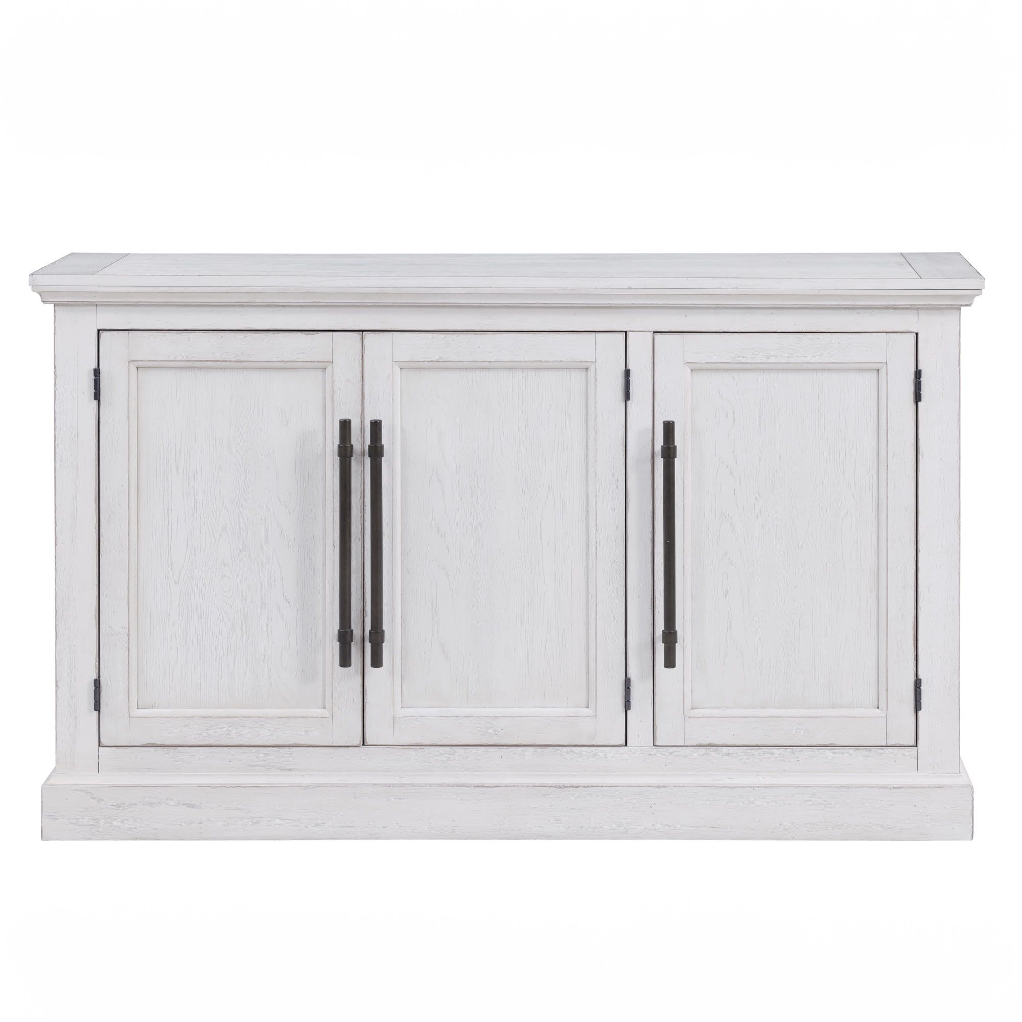 Warren 60" Distressed White Three Door Sideboard with Brass Hardware