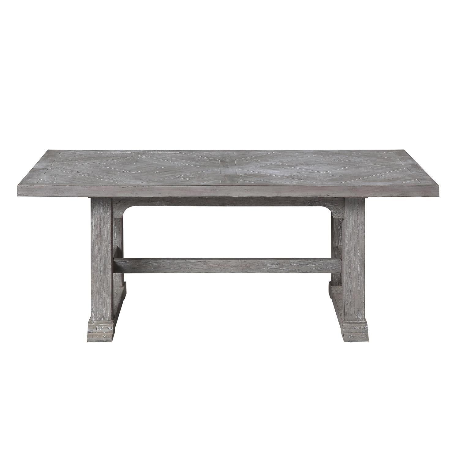 Dove Gray Rectangular Wood Coffee Table with Diamond Inlay