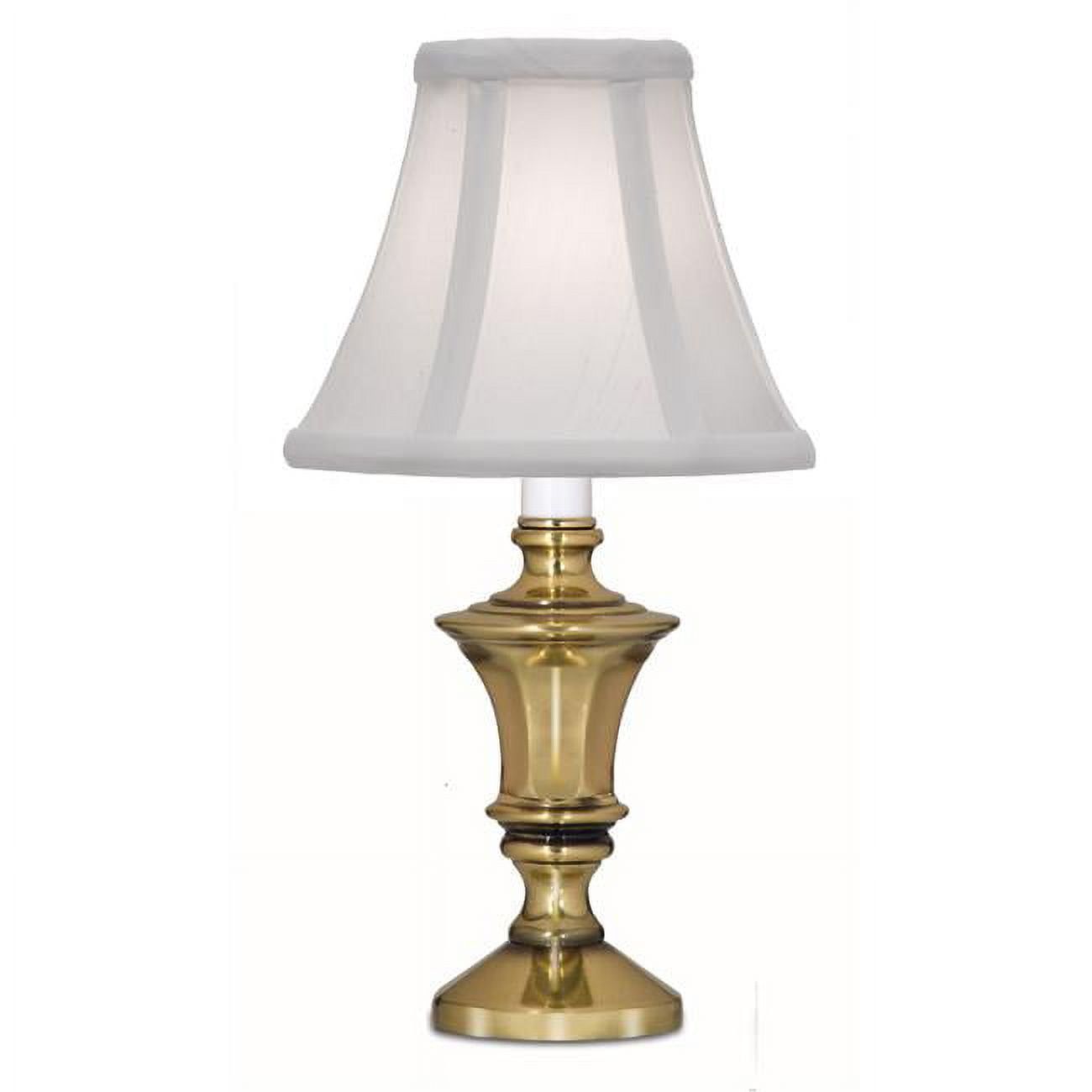 Burnished Brass Traditional 11.5" Candle Lamp with White Linen Shade