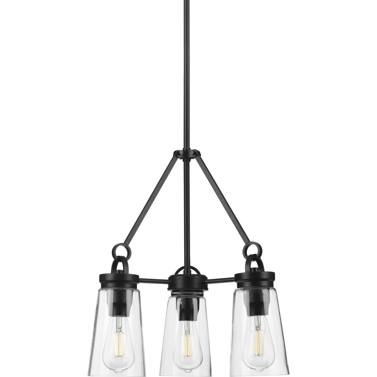 Matte Black Mini Chandelier with Clear Glass Shades