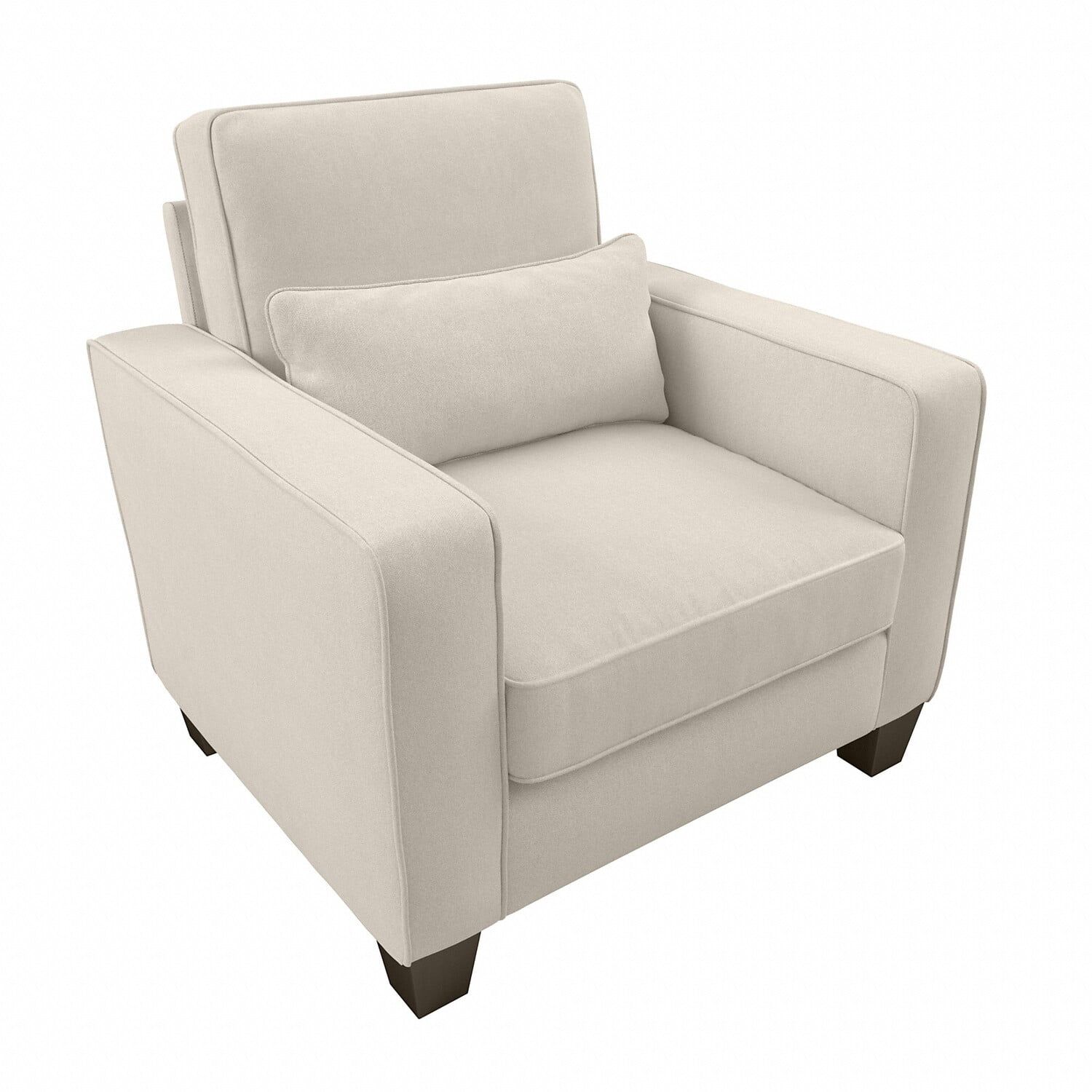 Cream Herringbone Fabric Accent Chair with Arms