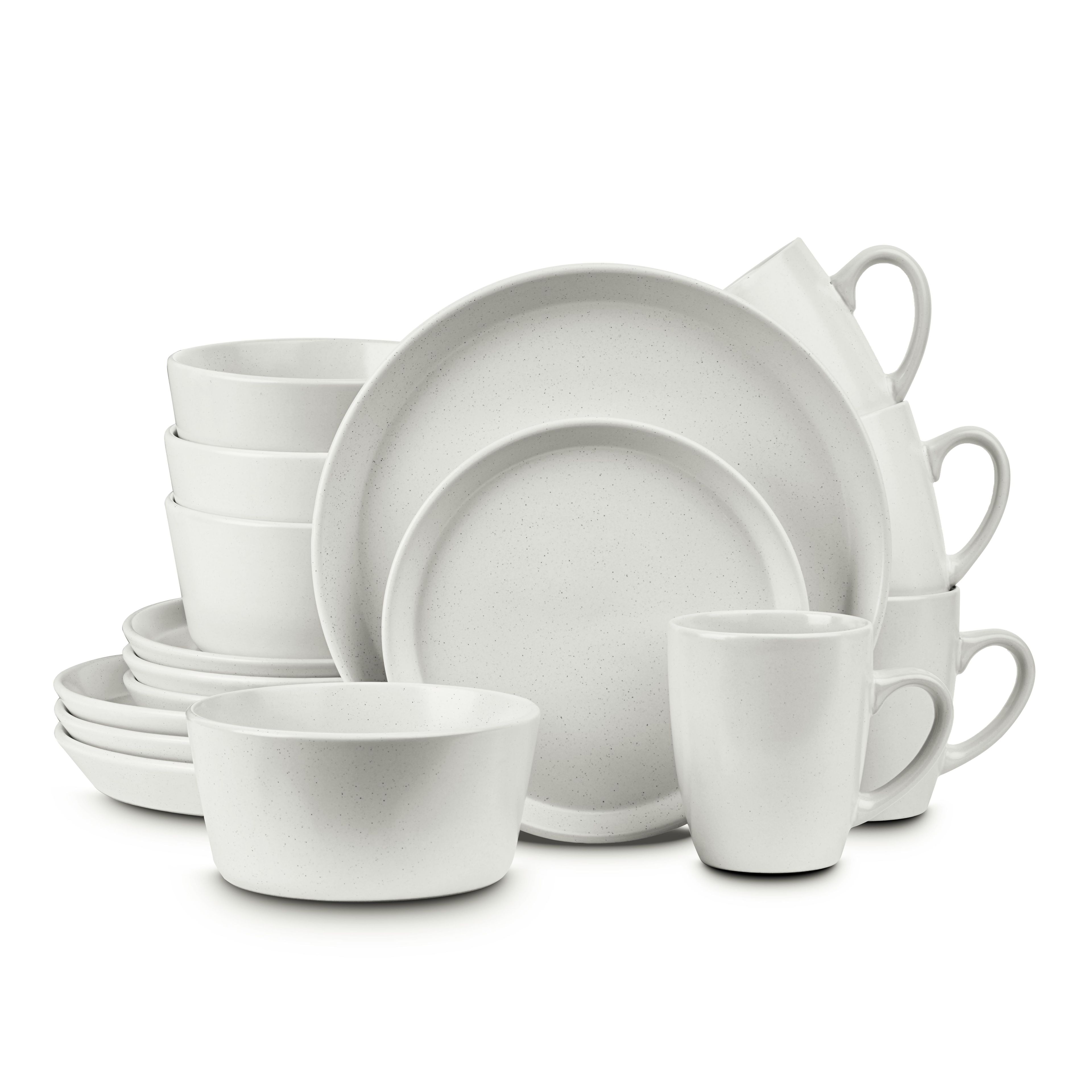 Snow White Ceramic 32-Piece Glazed Dinnerware Set