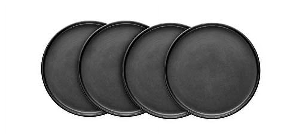 Black Matte Ceramic Round Salad Plates Set of 4