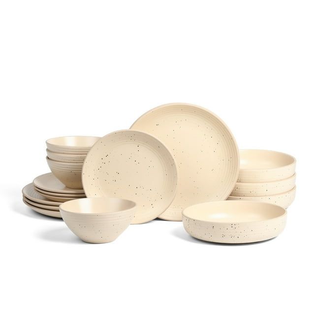 Lauren Speckled Beige Ceramic 16-Piece Dinnerware Set