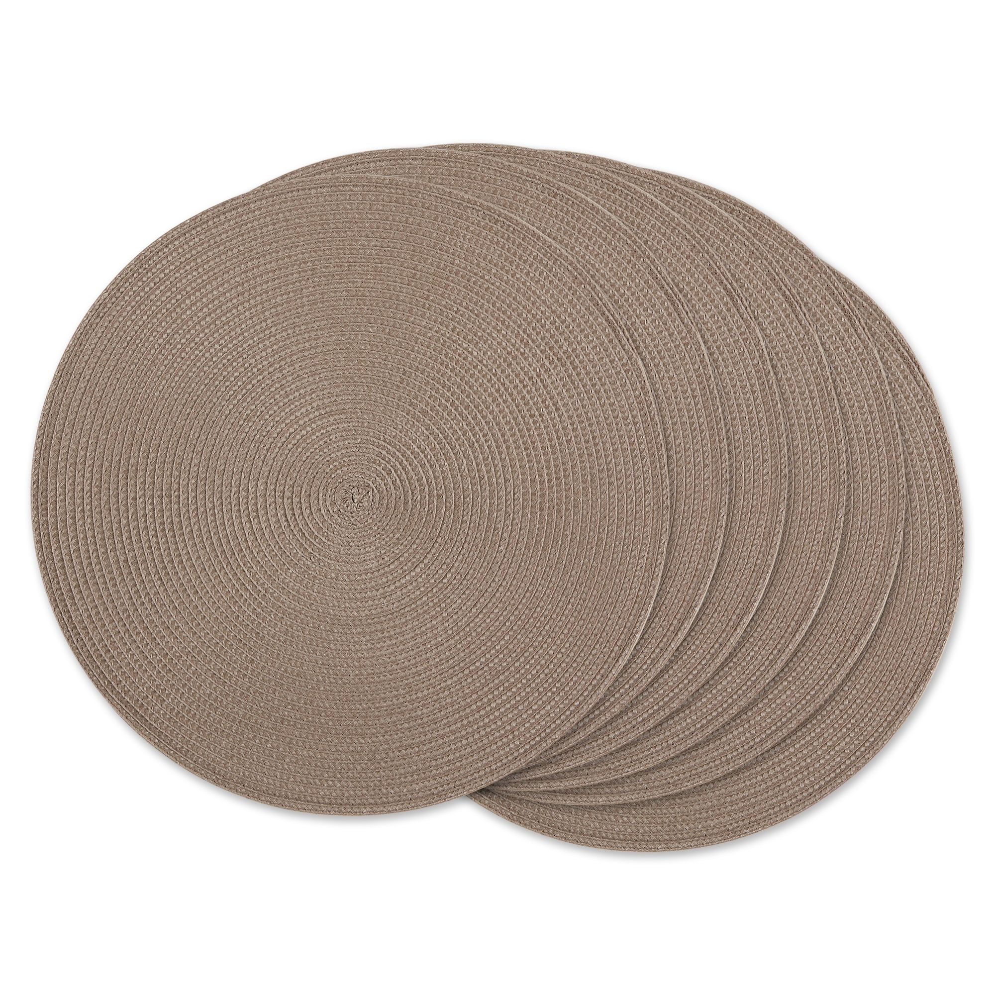 Brown Round Woven Plastic Placemats, Set of 6