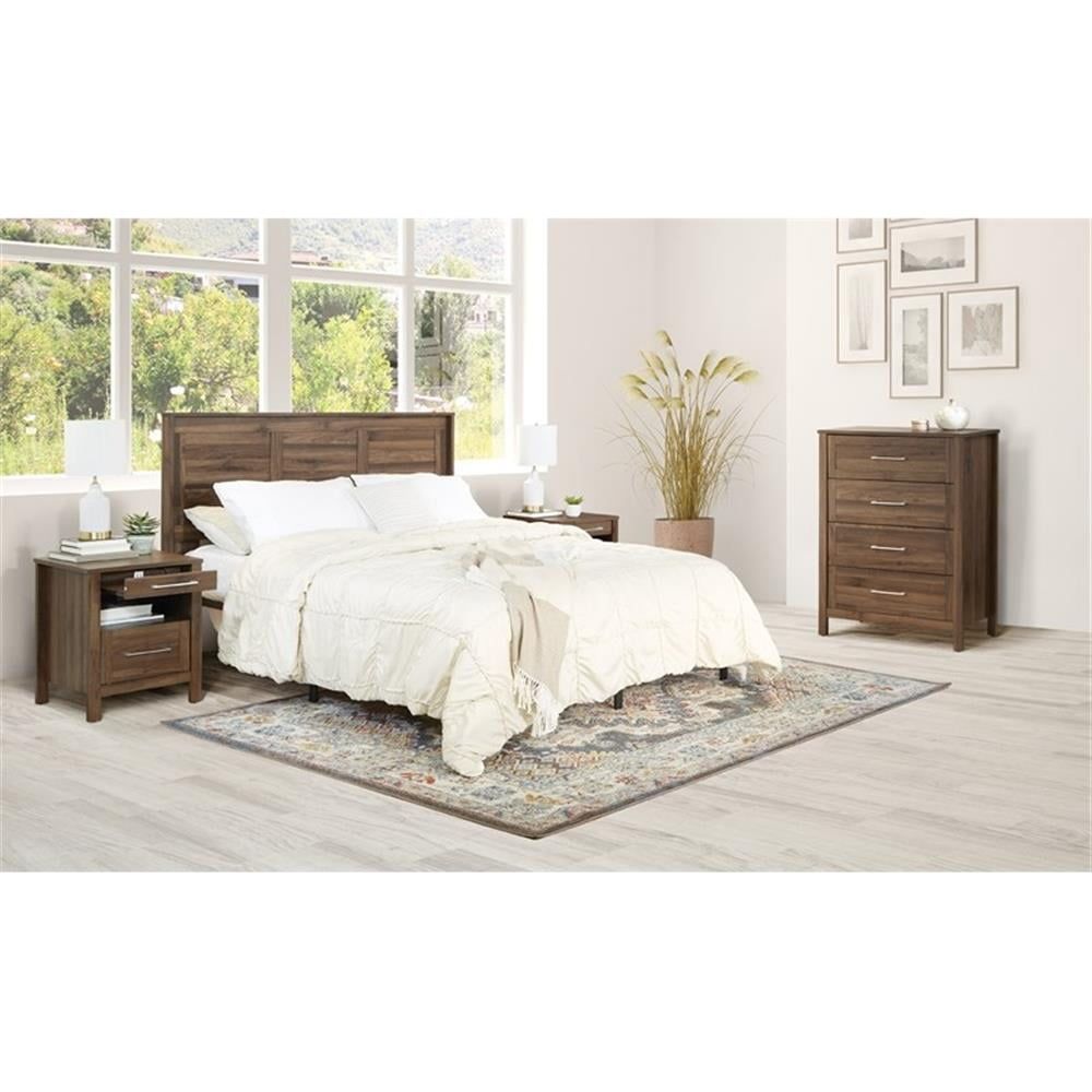 Stonebrook Queen/Full 4 Piece Bedroom Set in Wood Classic Walnut Finish