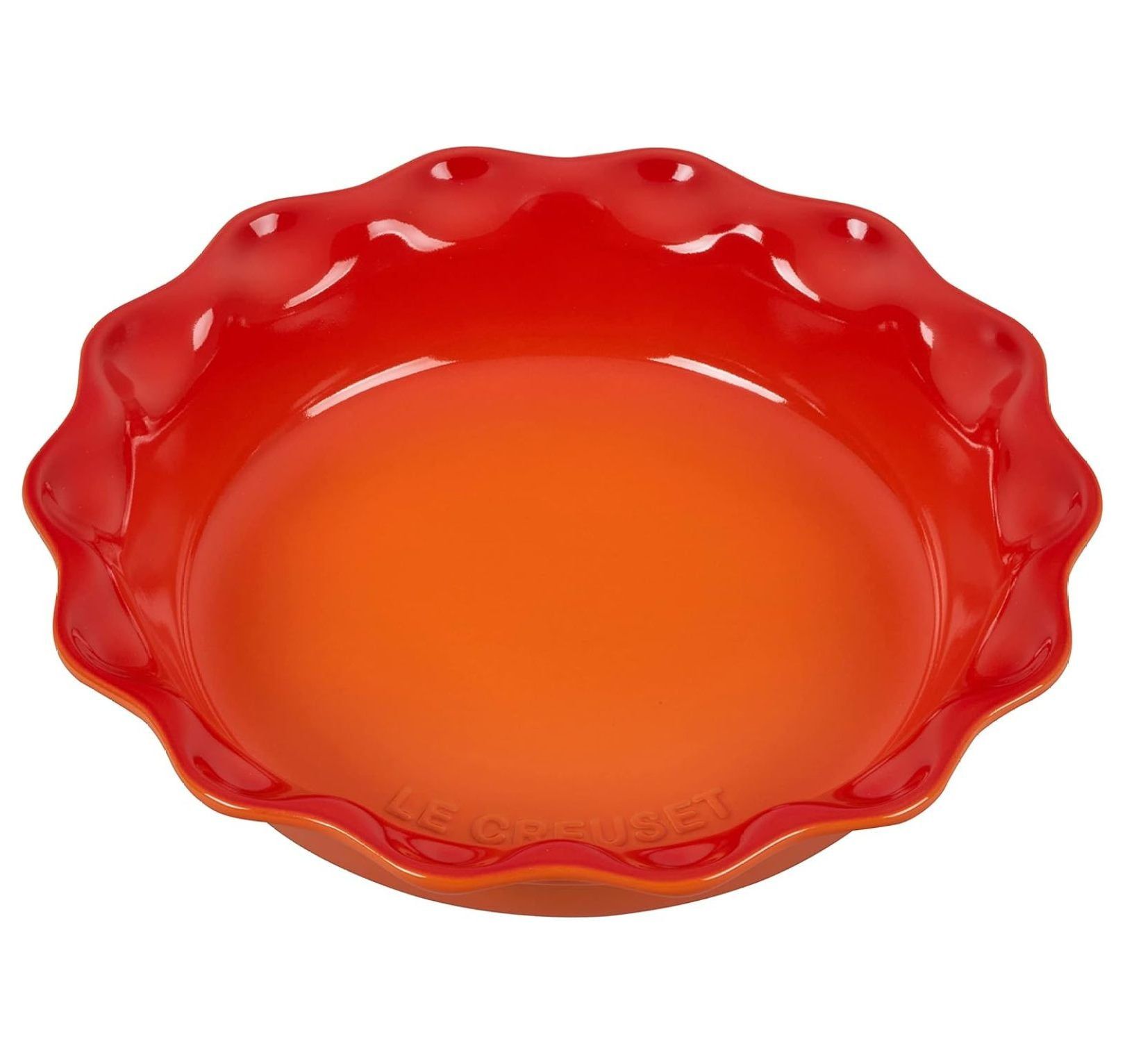 Flame Red Stoneware 9" Scalloped Pie Dish