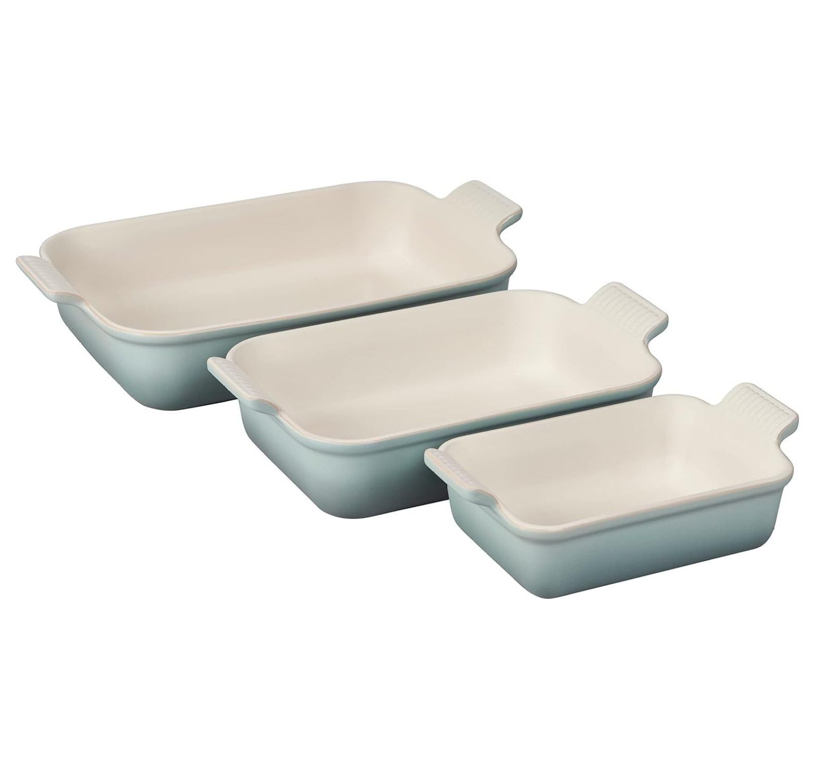 Sea Salt Blue Stoneware 3-Piece Rectangular Baker Dish Set