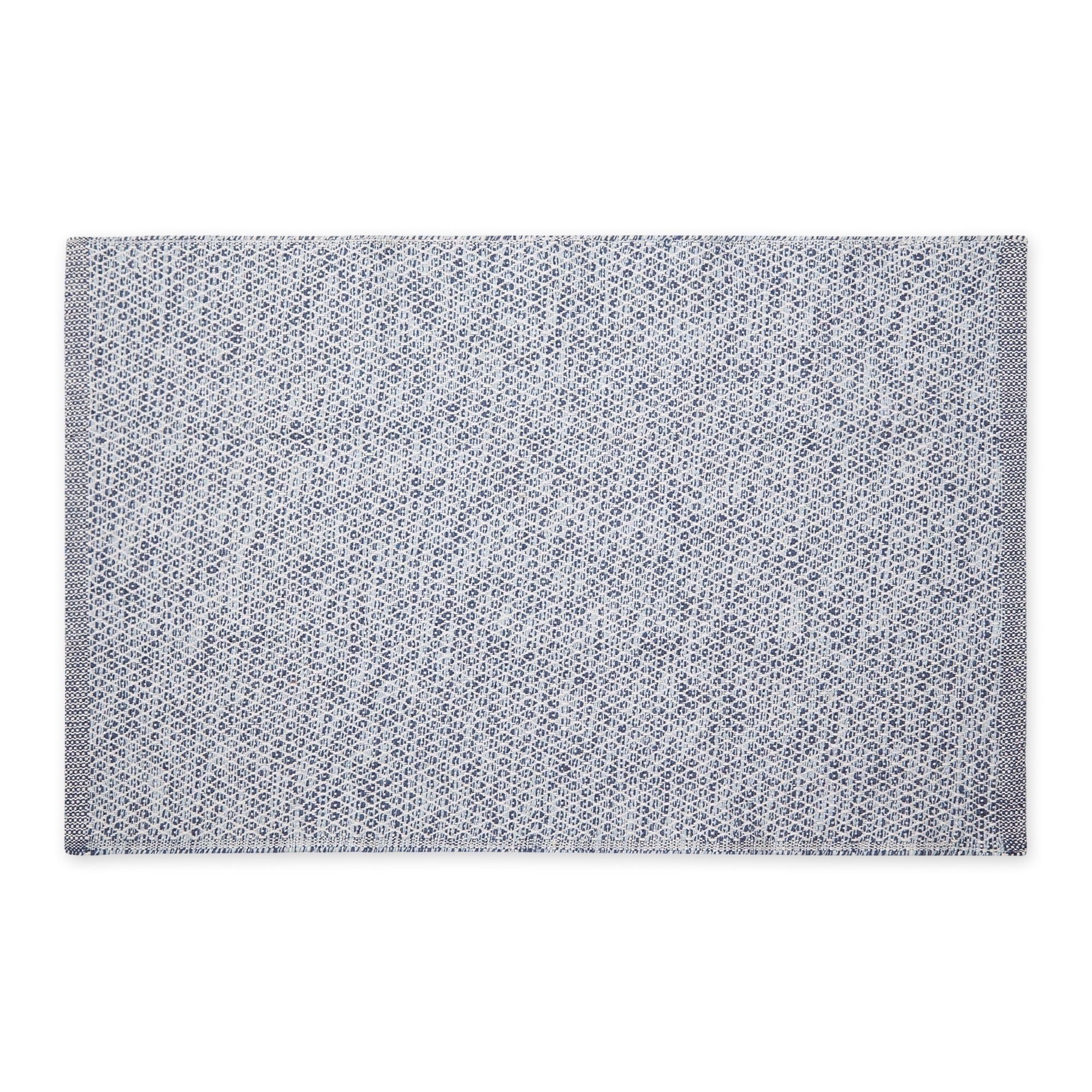 Stonewash Blue Diamond Handwoven Cotton Rug 24x36 in