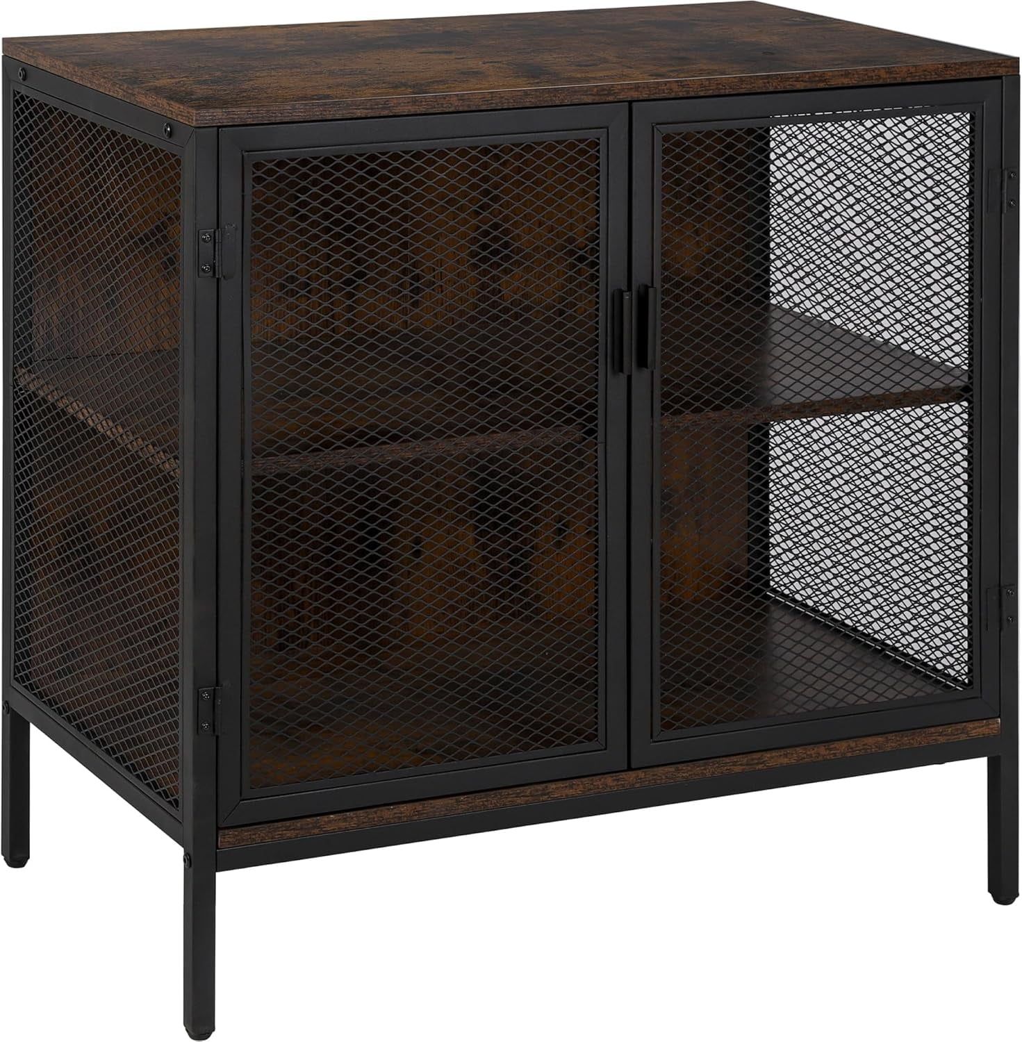 Rustic Brown 31.4'' Industrial Metal Mesh Storage Sideboard