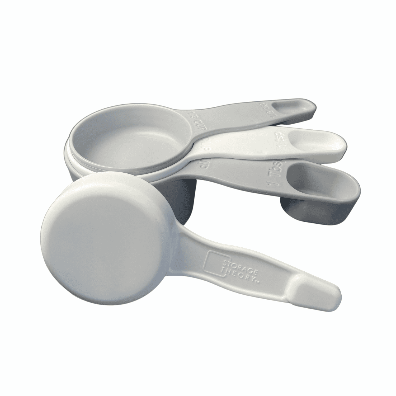 White and Gray Plastic 2-in-1 Measuring Cup and Spoon Set