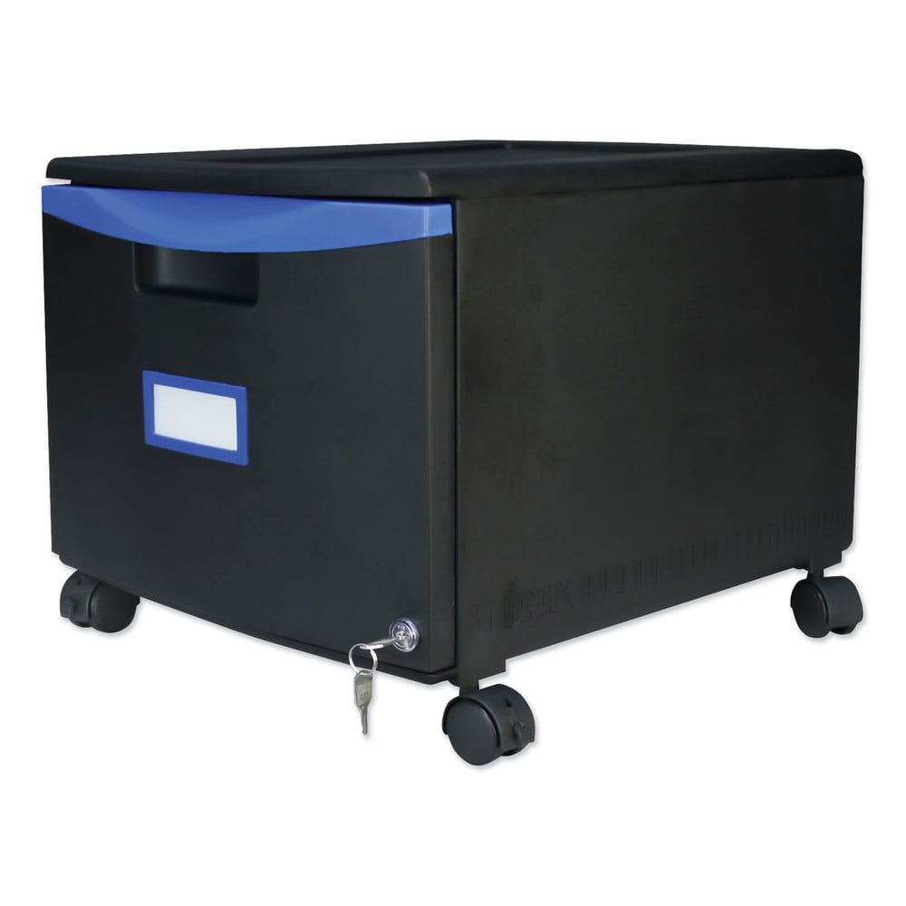 Black and Blue Mobile Lockable 2-Drawer File Cabinet