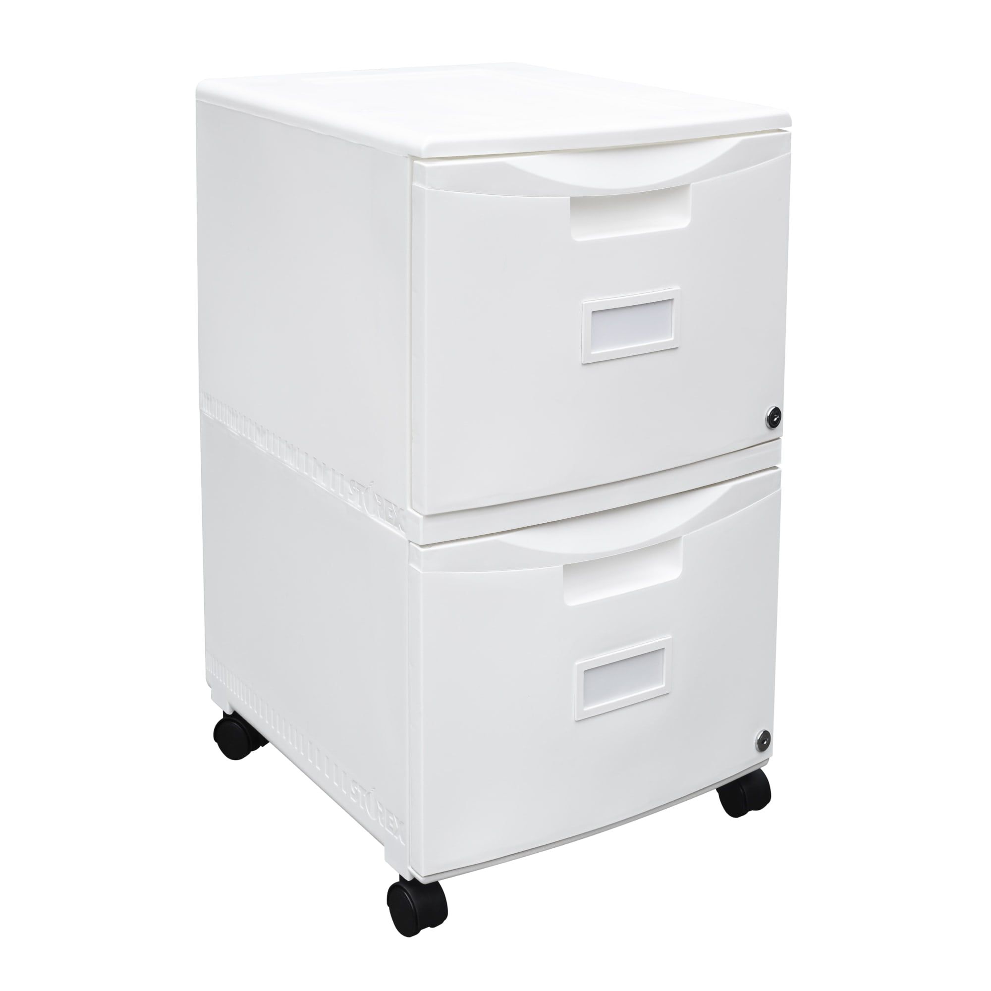 White Plastic 2-Drawer Mobile Lockable File Cabinet