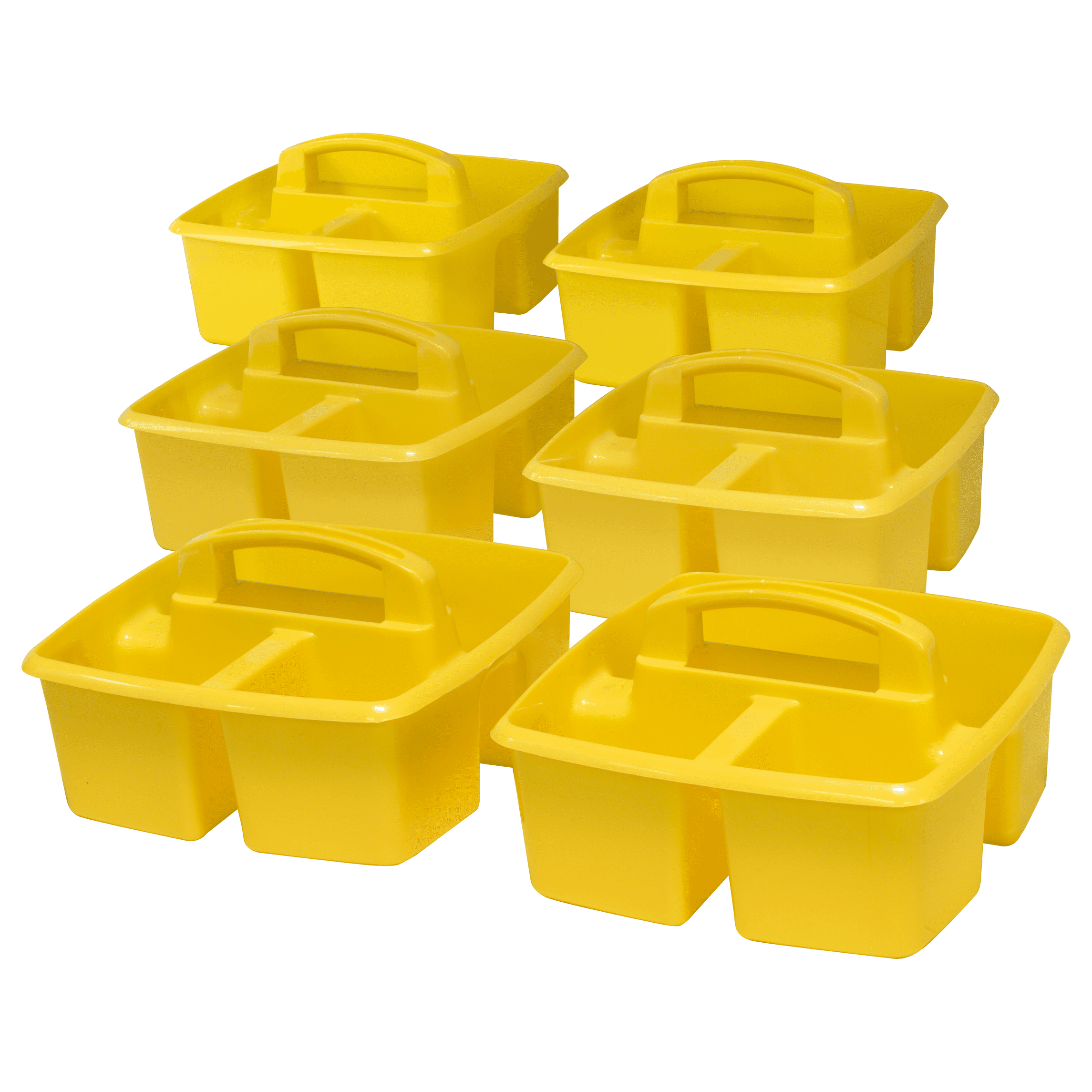 Yellow Plastic 3-Compartment Organizer Caddy, 6-Pack