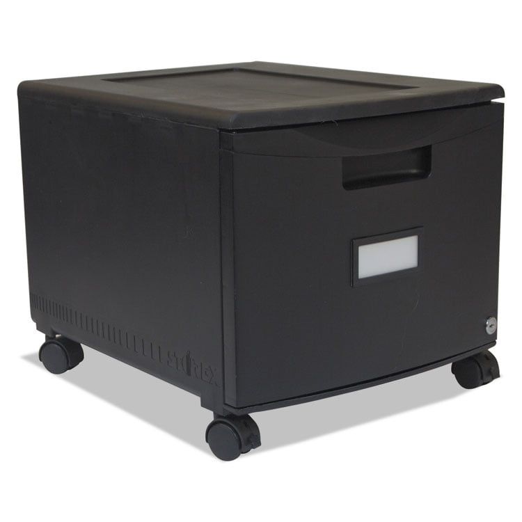 Black Plastic Mobile Lockable 2-Drawer Filing Cabinet