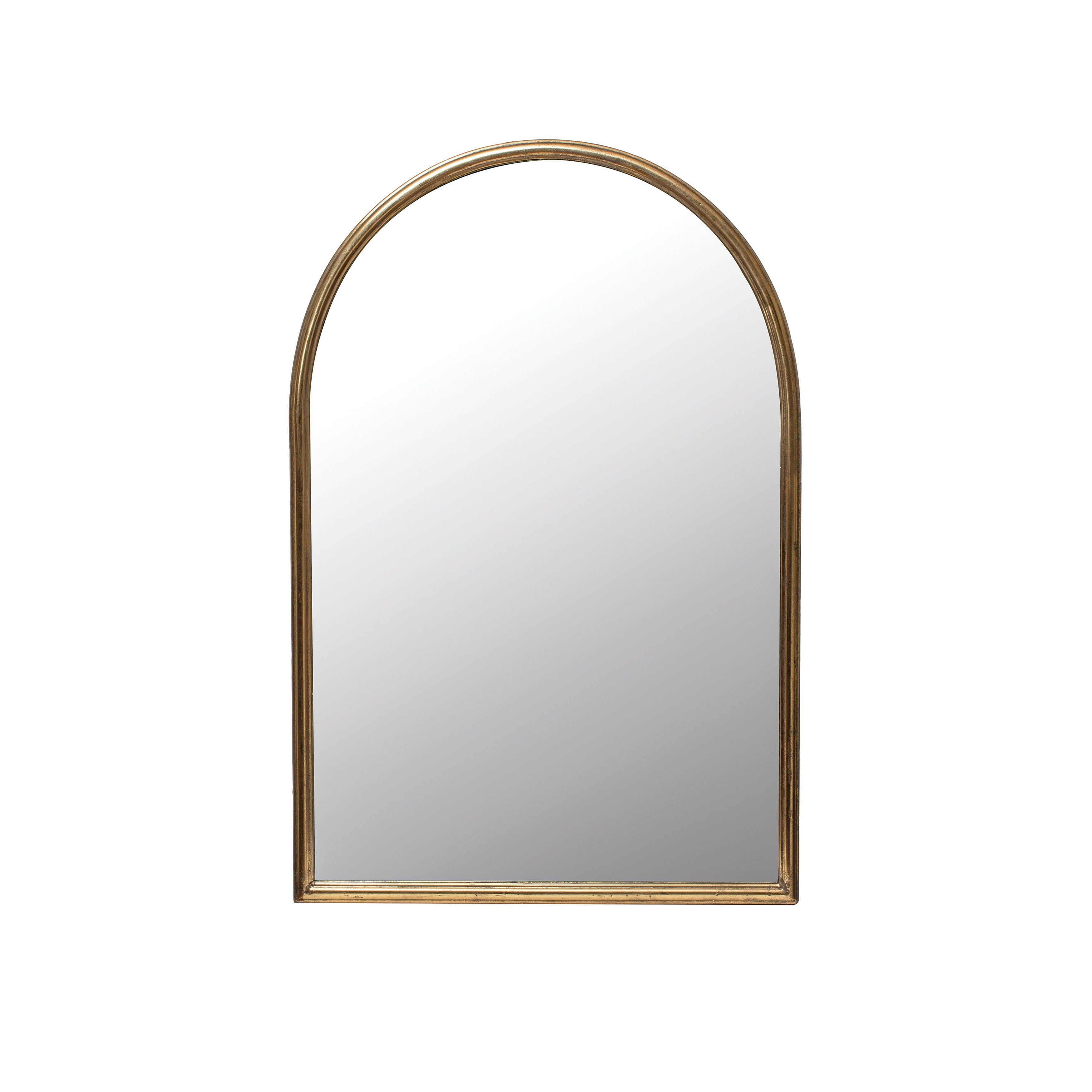 Arched Gold Metal Framed Wall Mirror, 24" x 36"