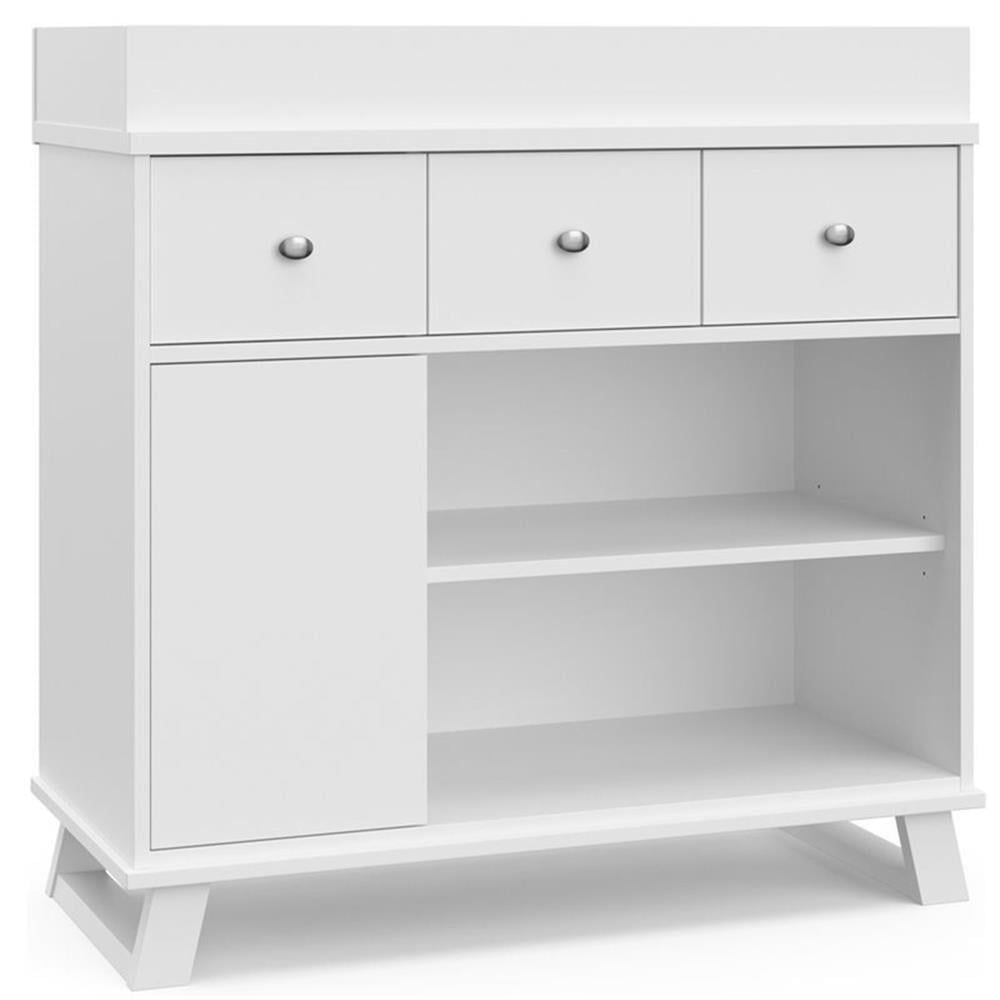 White Modern Nursery Changing Table Dresser with Drawers