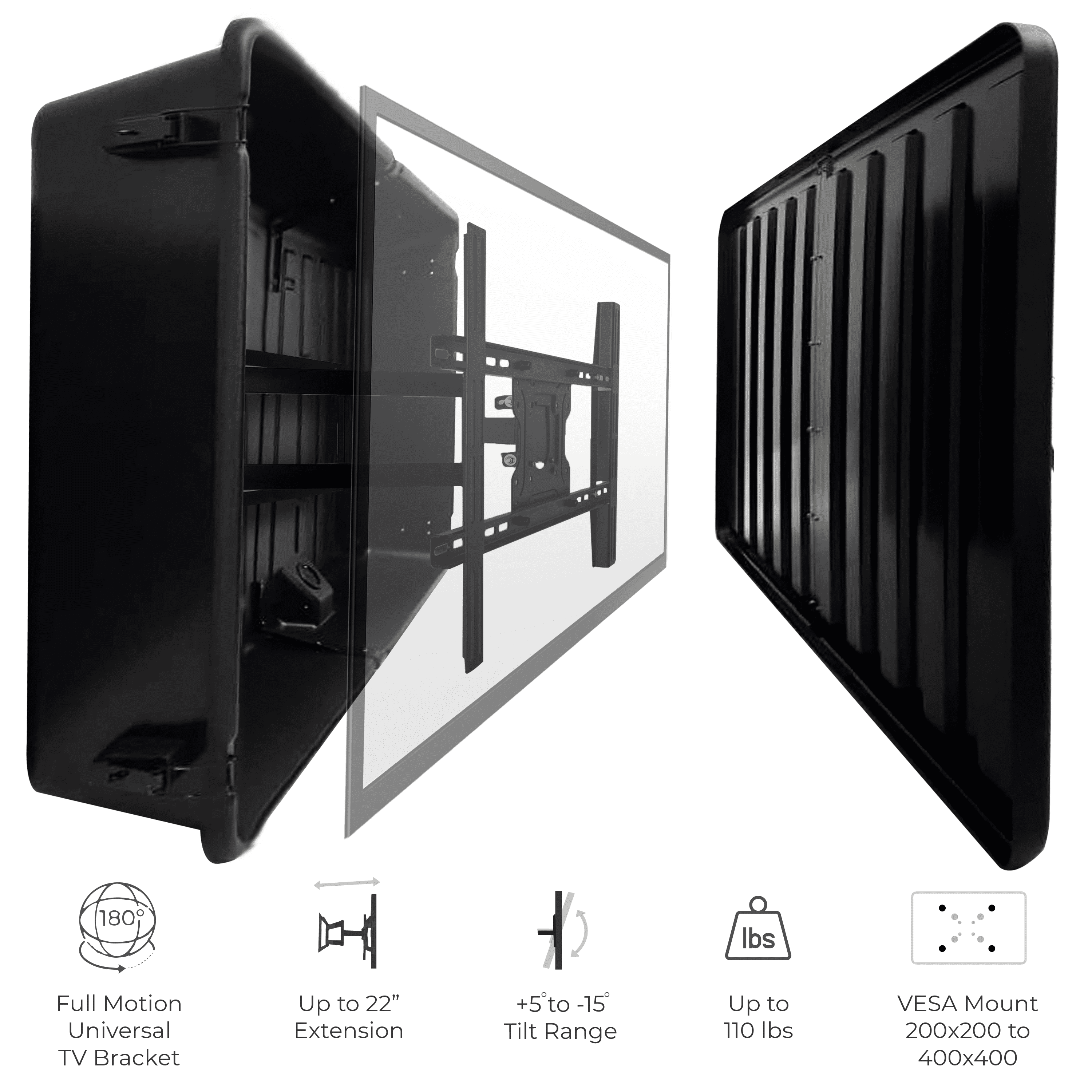 Storm Shell Black 56-65" Outdoor Weatherproof TV Enclosure