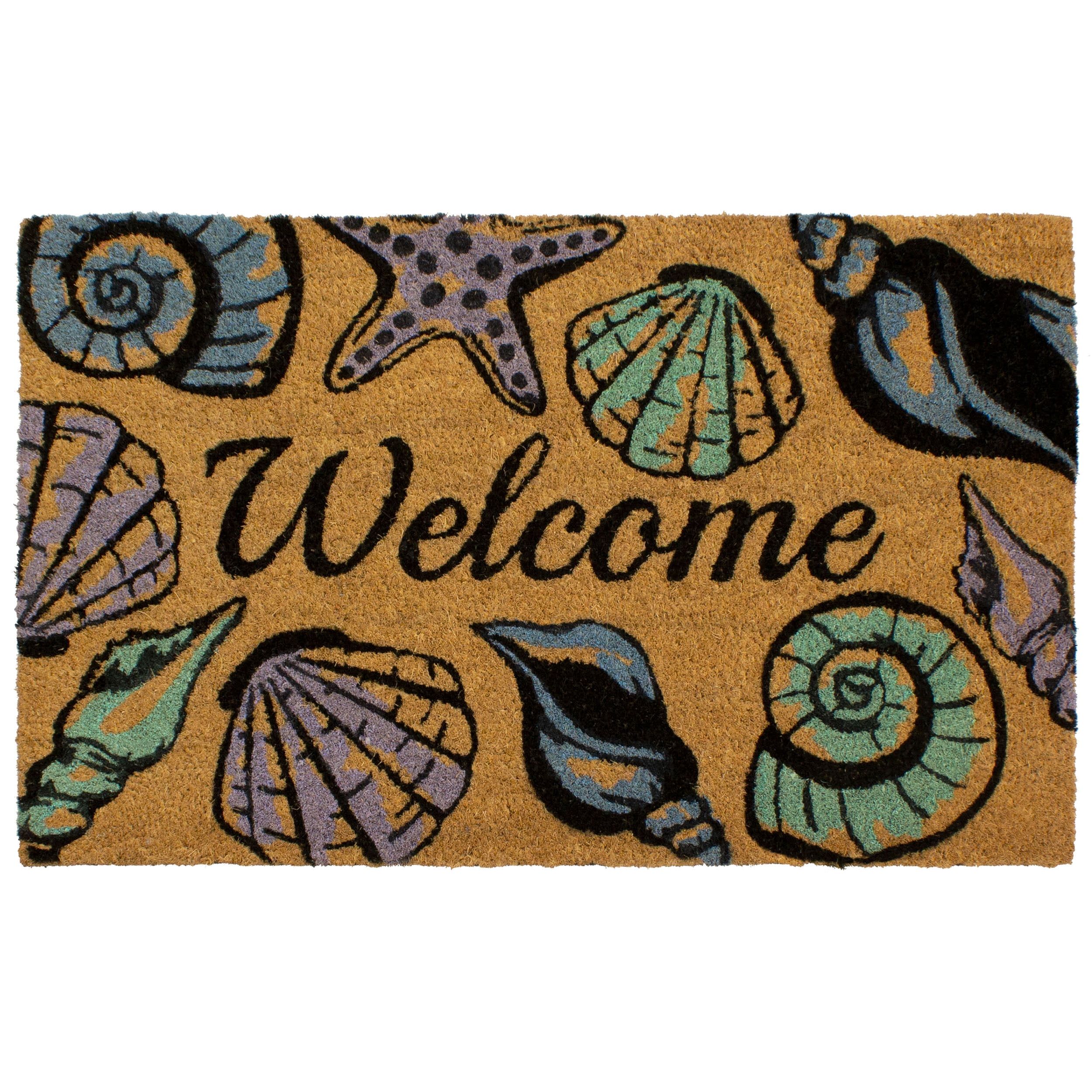 All Weather Seashell Welcome Natural Coir Doormat