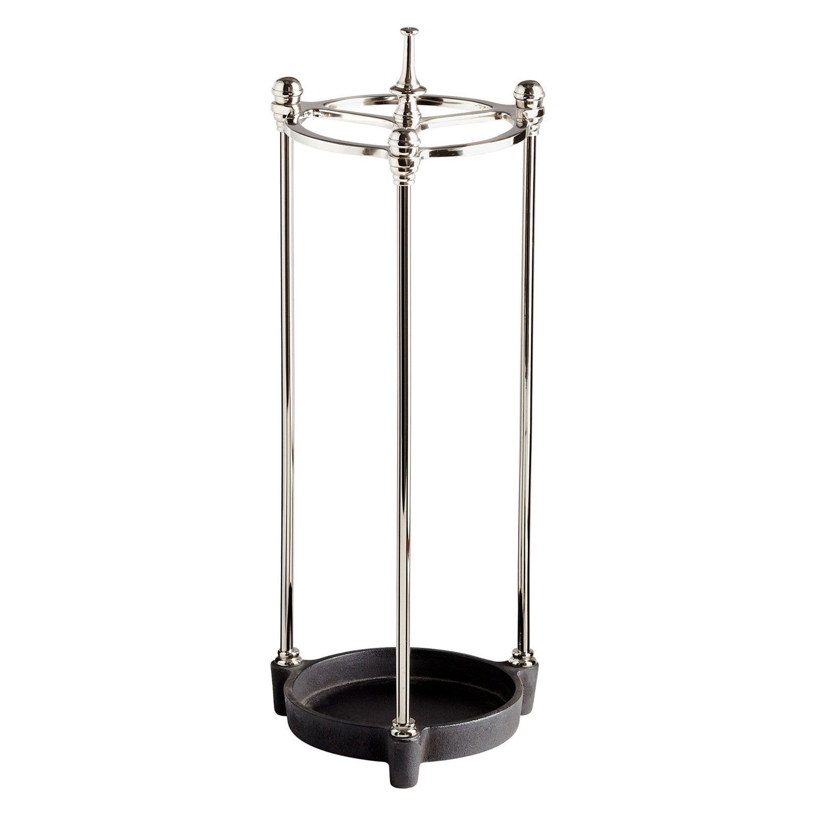 Nickel and Black Metal Contemporary Umbrella Stand