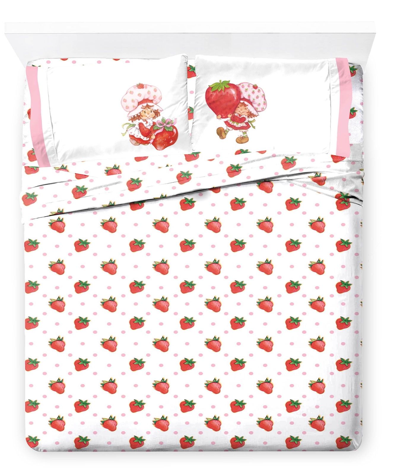 Strawberry Shortcake Pink Microfiber Queen Sheet Set