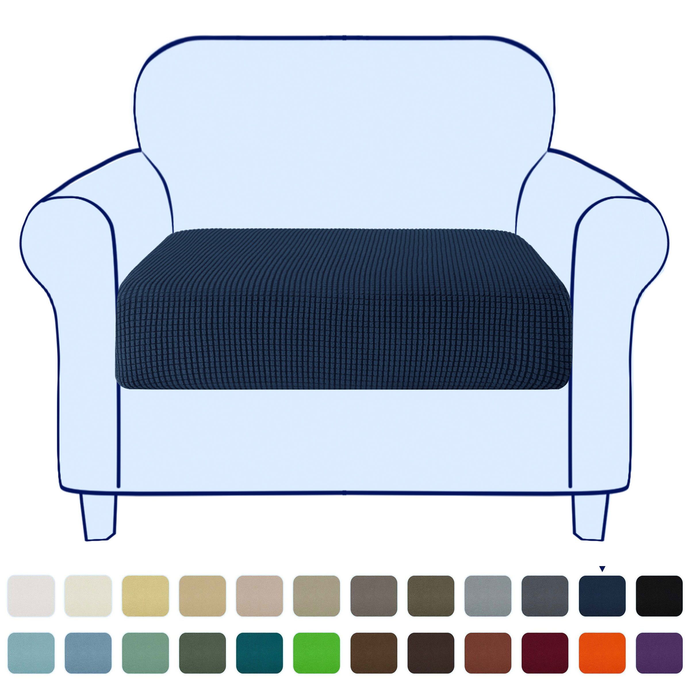 Navy Textured Stretch Armchair Cushion Cover