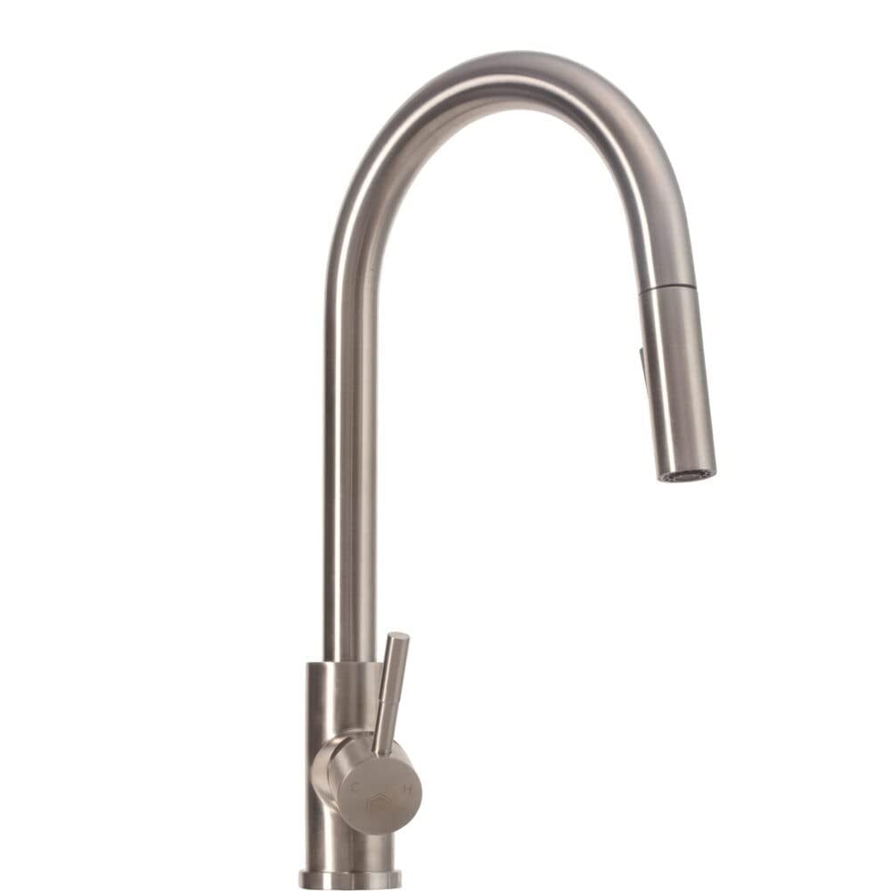 Brushed Nickel Pull-Down Kitchen Faucet with Spray and Swivel