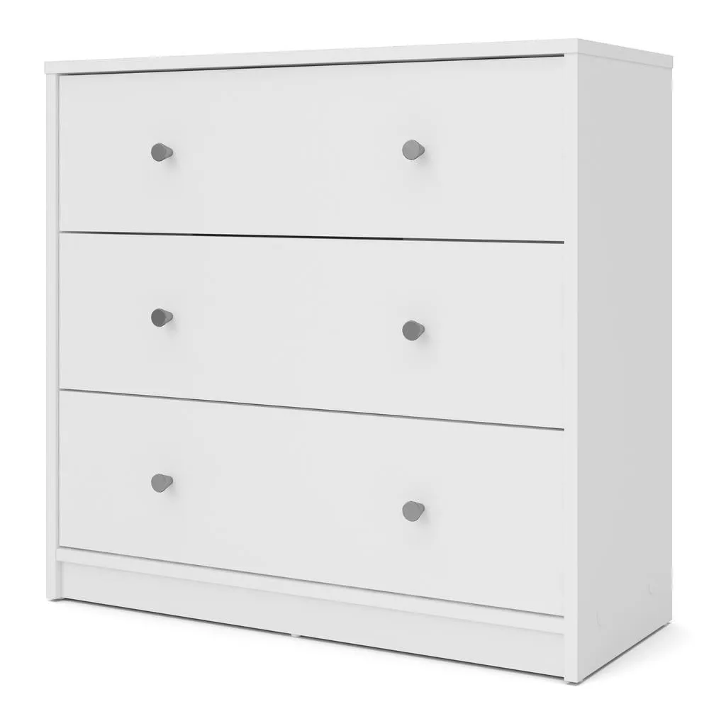 White Horizontal 3-Drawer Chest in Sustainable Engineered Wood