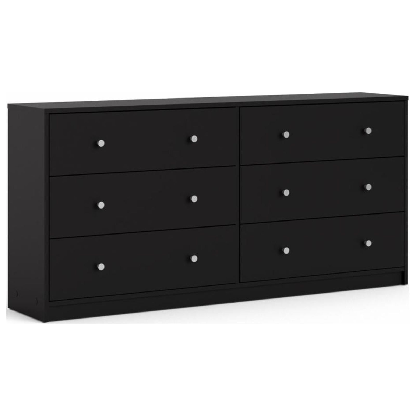 Black Double Horizontal 6-Drawer Dresser