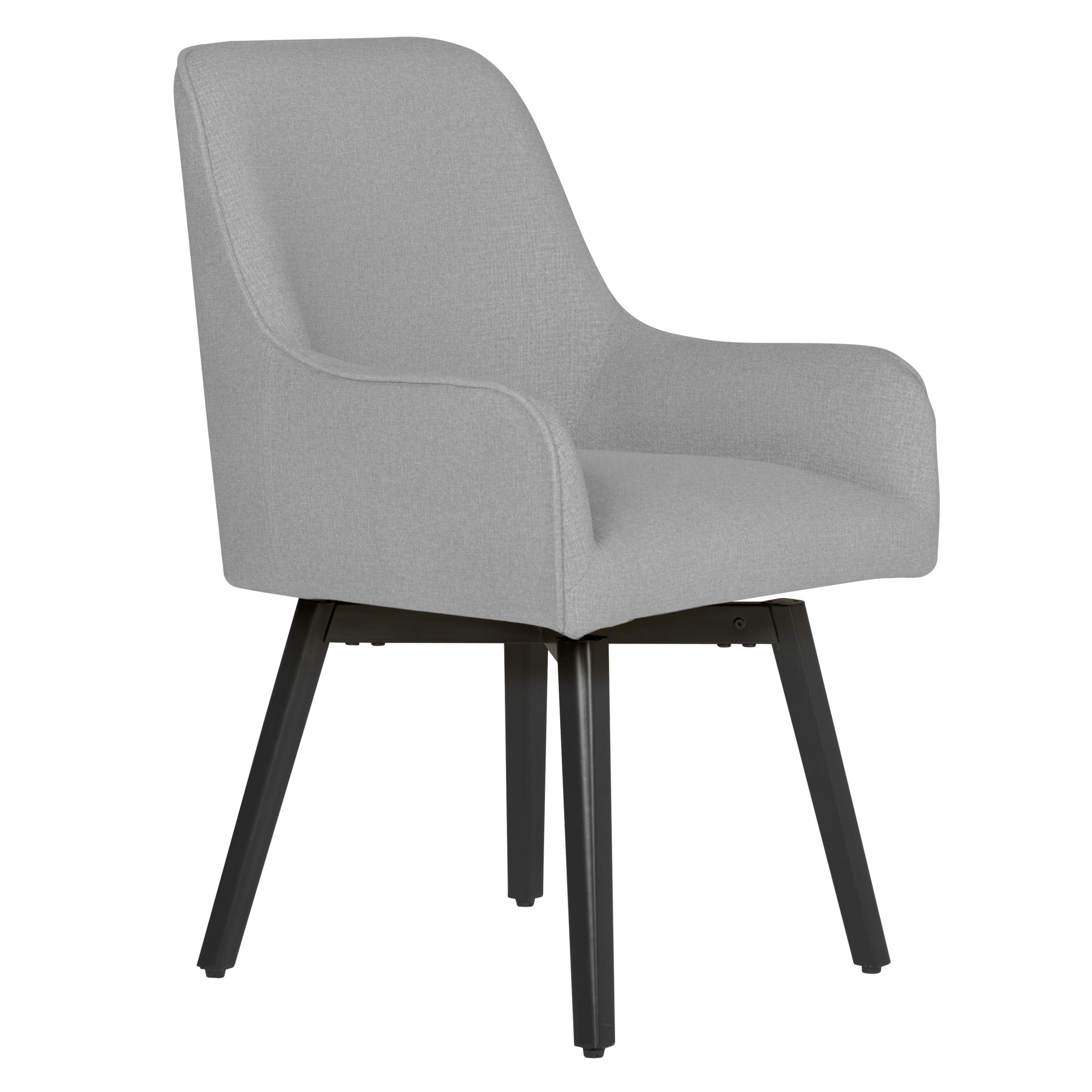 Heather Grey Wood and Metal Swivel Arm Chair