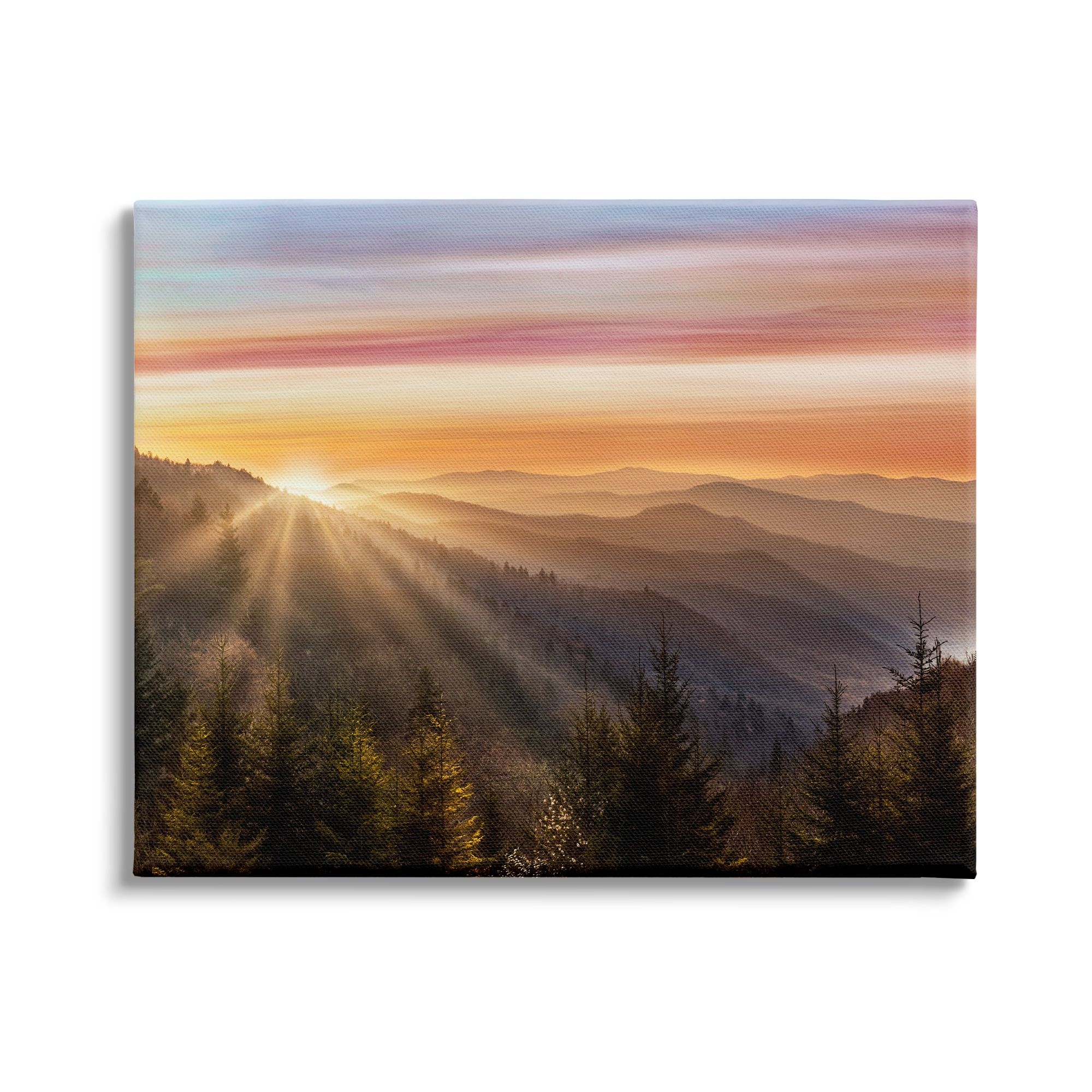 Sunrise Over Mountain Forest Skyline Canvas Wall Art