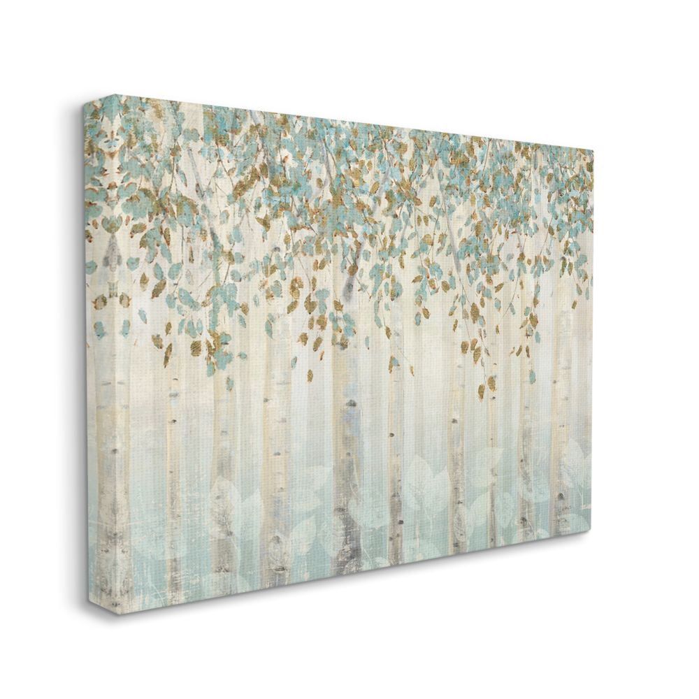 Large Blue and Tan Abstract Forest Canvas Wall Art